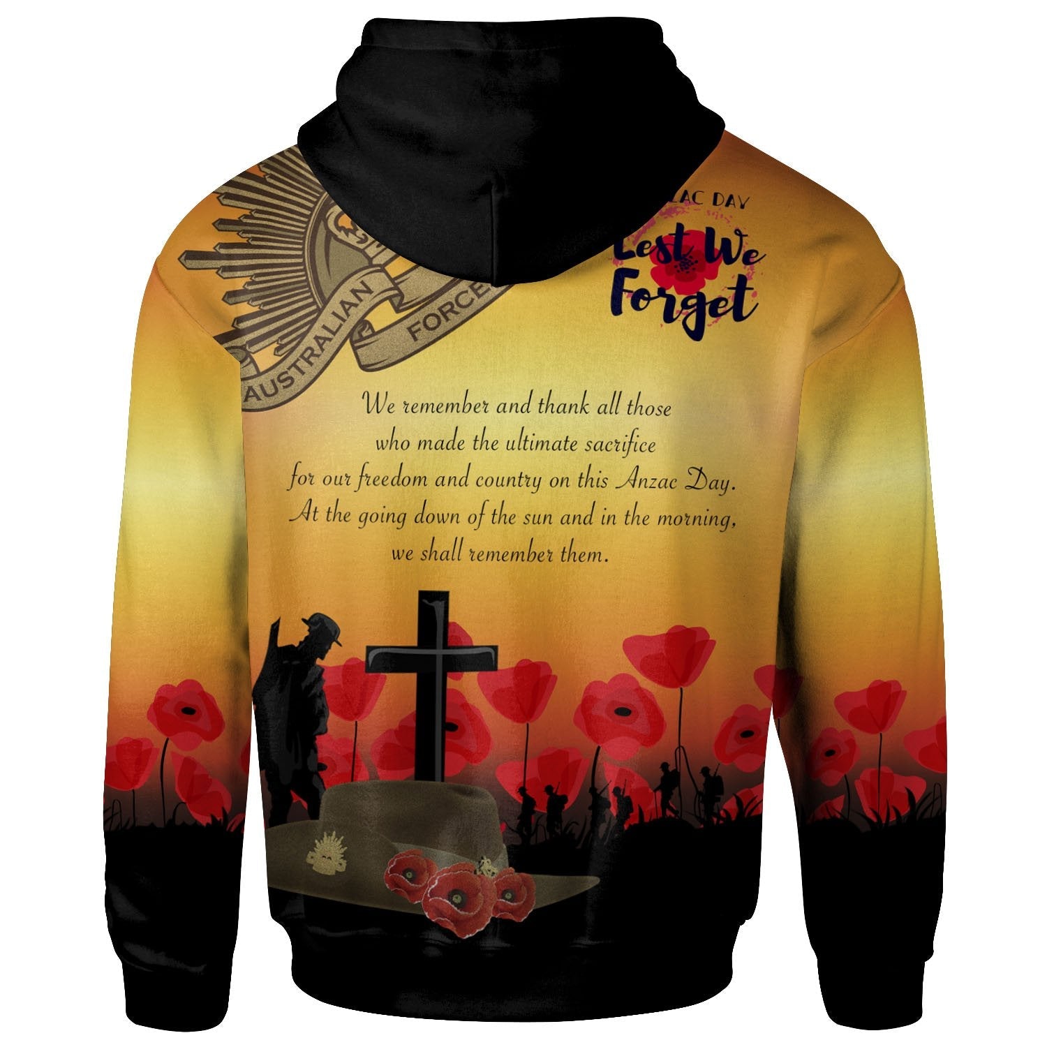 ANZAC Day Zip - Up Hoodie - Lest We Forget - Vibe Hoodie Shop