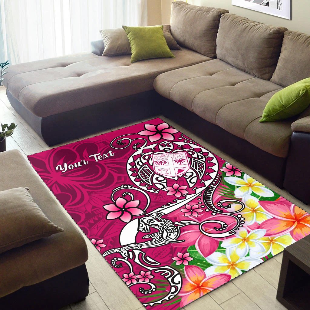 Fiji Custom Personalised Area Rug - Turtle Plumeria (Pink) - Vibe Hoodie Shop