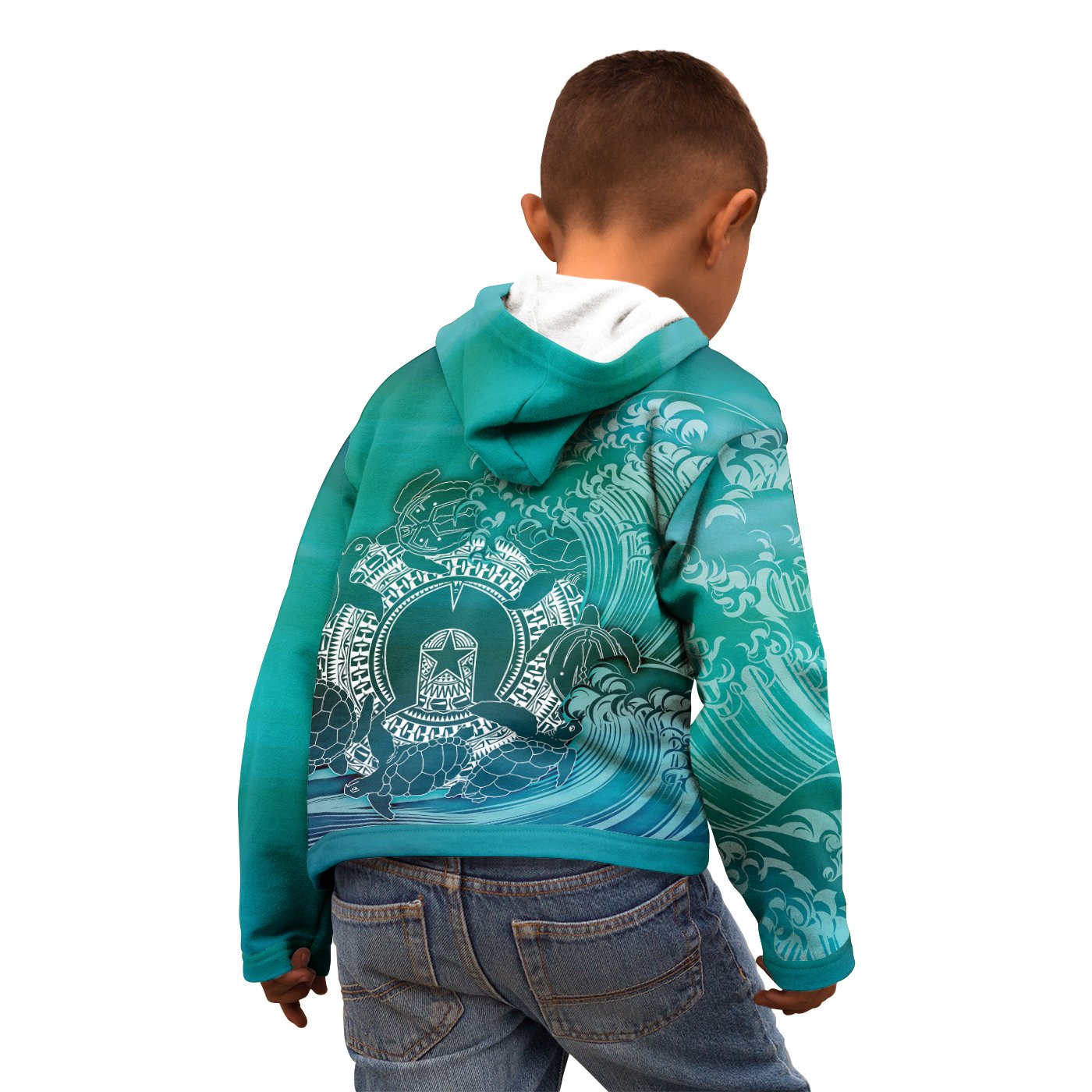 Custom Aboriginal Kid Zip - Up Hoodie, Torres Strait Islands in Wave - Vibe Hoodie Shop