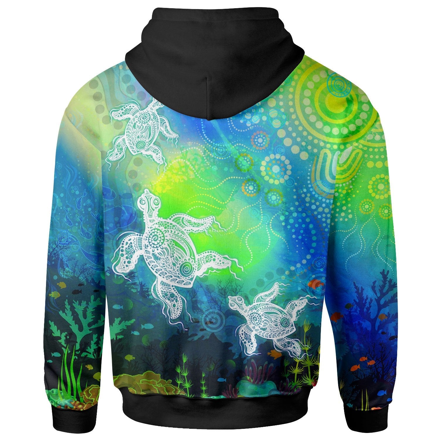 Aboriginal Hoodie - Indigenous Turtle Ocean Dot Painting Art - Vibe Hoodie Shop