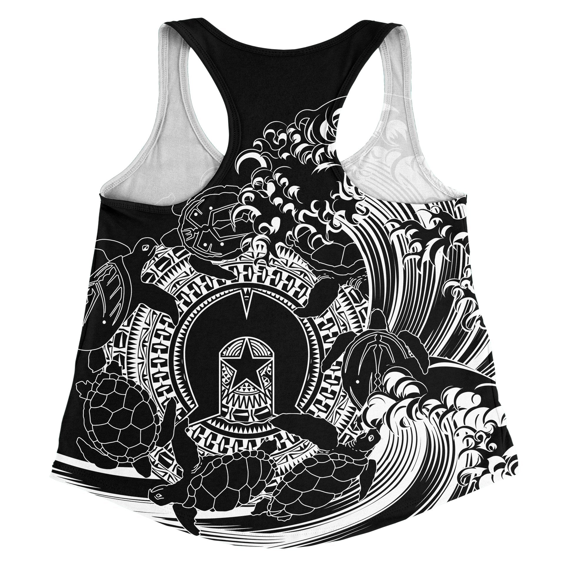 Aboriginal Women's Racerback Tank, Torres Strait Islands in Wave (Black) - Vibe Hoodie Shop