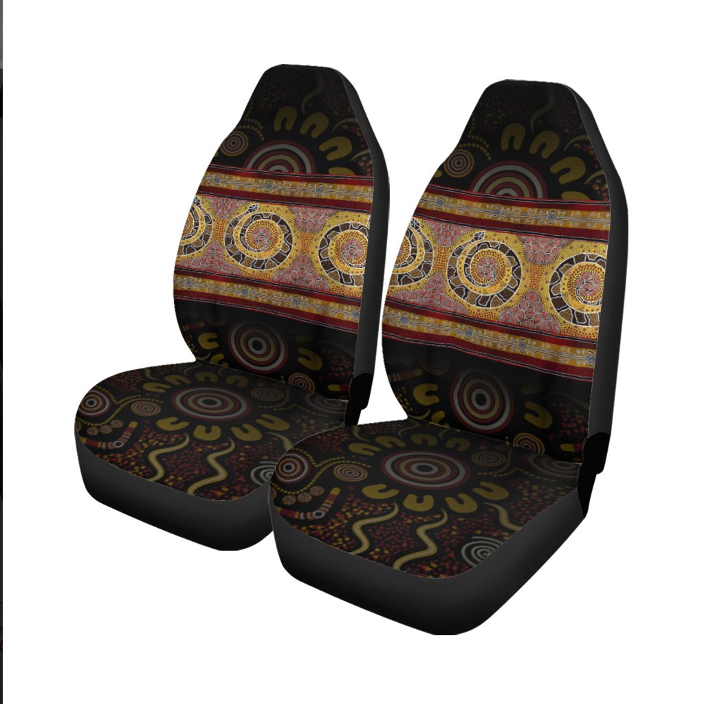 Aboriginal Car Saet Cover - Snake Dot Panting Art - Vibe Hoodie Shop