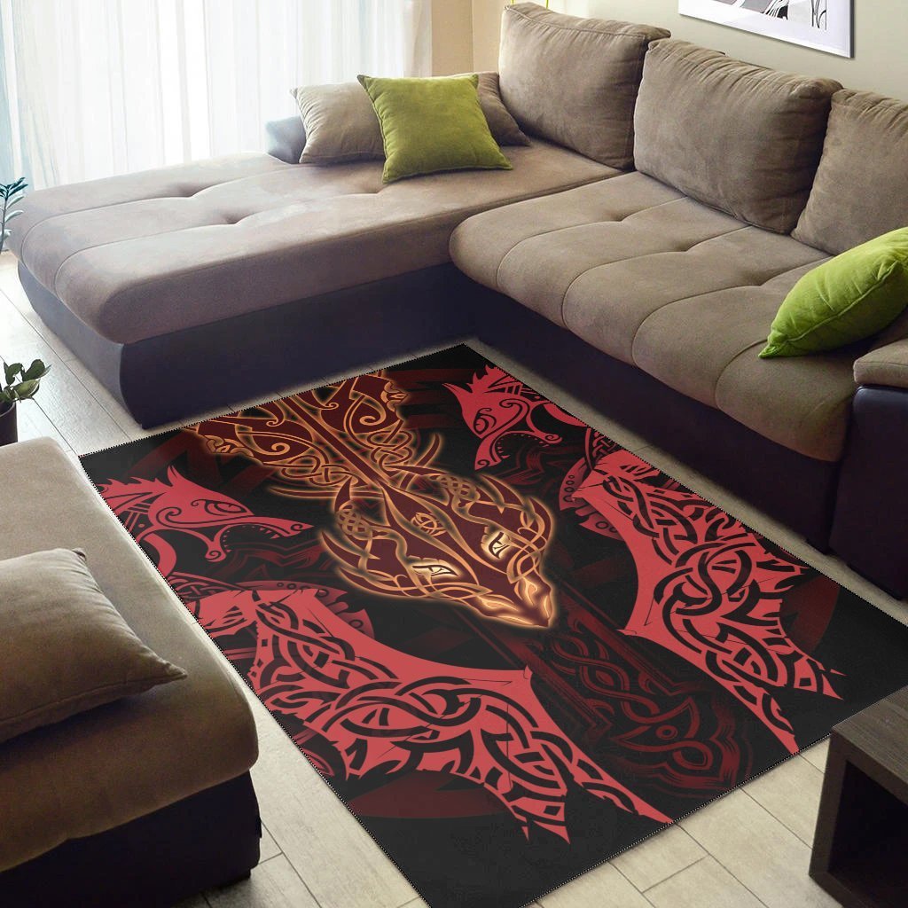 Celtic Dragon Area Rug - Dragon Sword, Cross Patterns - Vibe Hoodie Shop