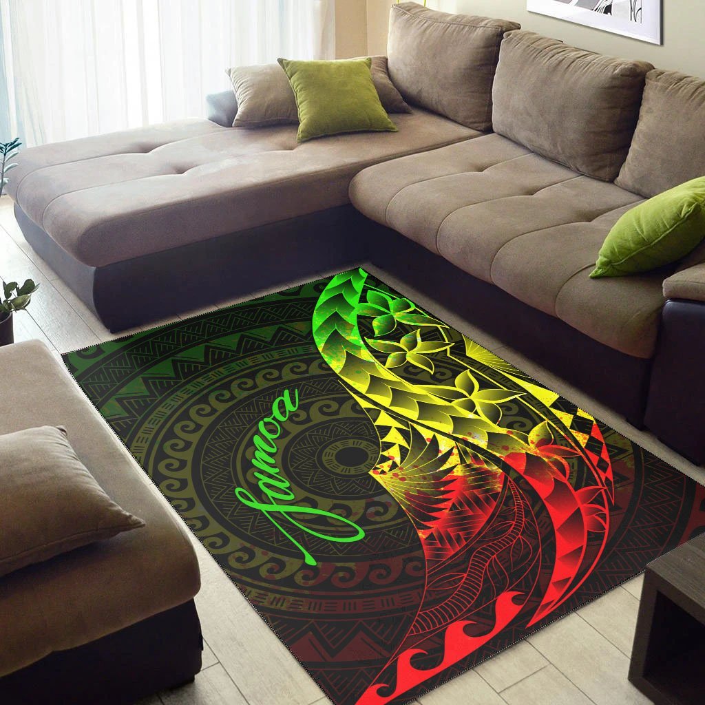 Samoa Area Rug - Polynesian Pattern Style Reggae Color - Vibe Hoodie Shop