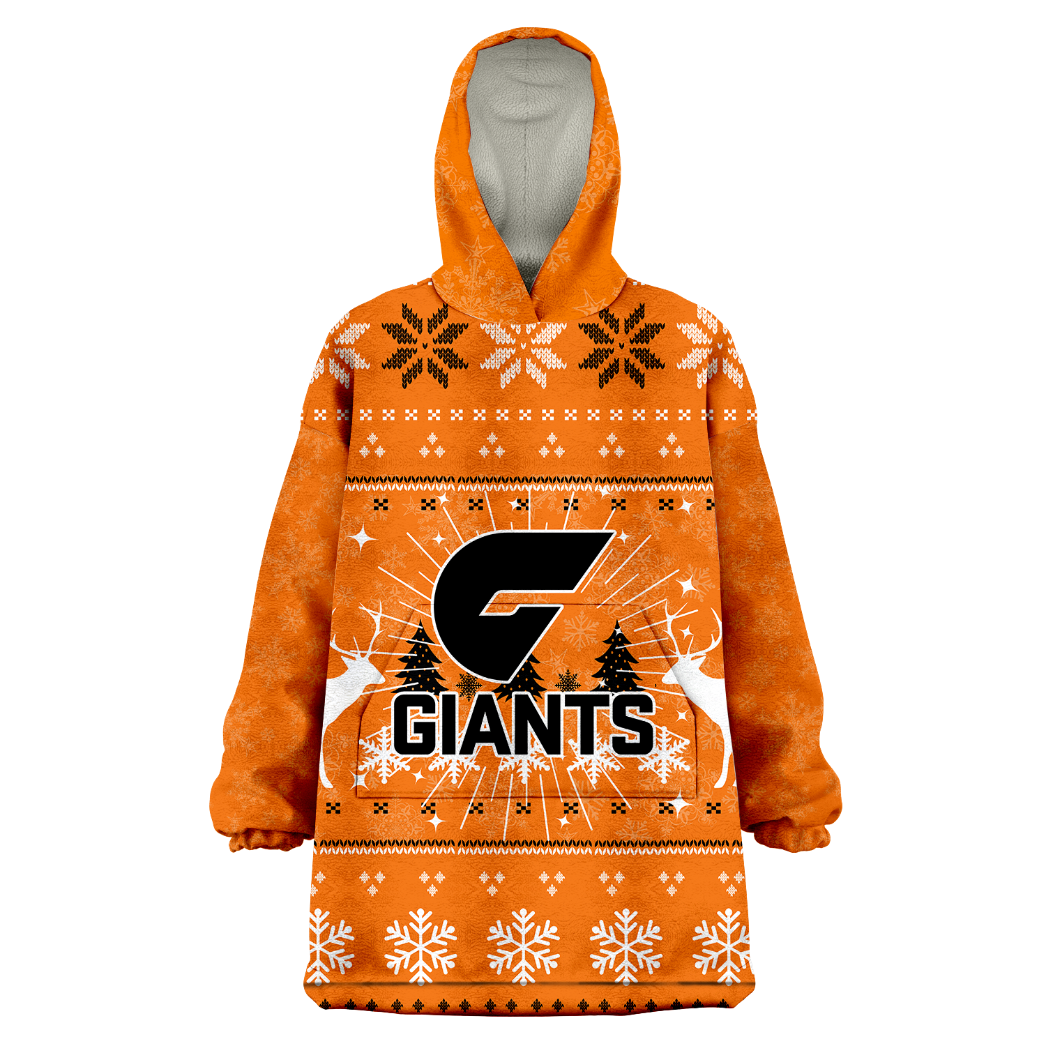 GWS Giants Wearable Blanket Hoodie - Christmas Ugly Style - - Vibe Hoodie Shop