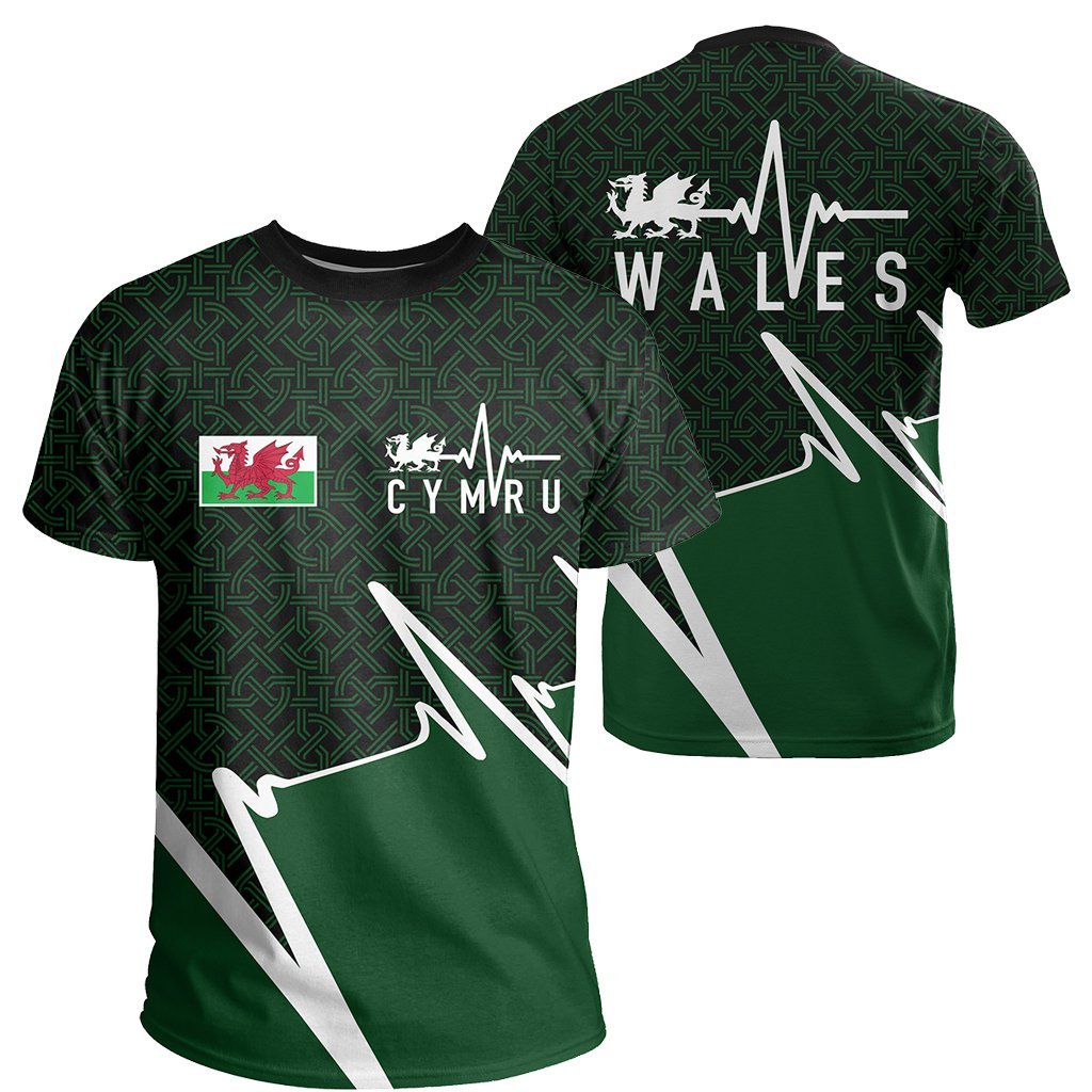 Wales T shirt - Cymru In My Heartbeat - Vibe Hoodie Shop