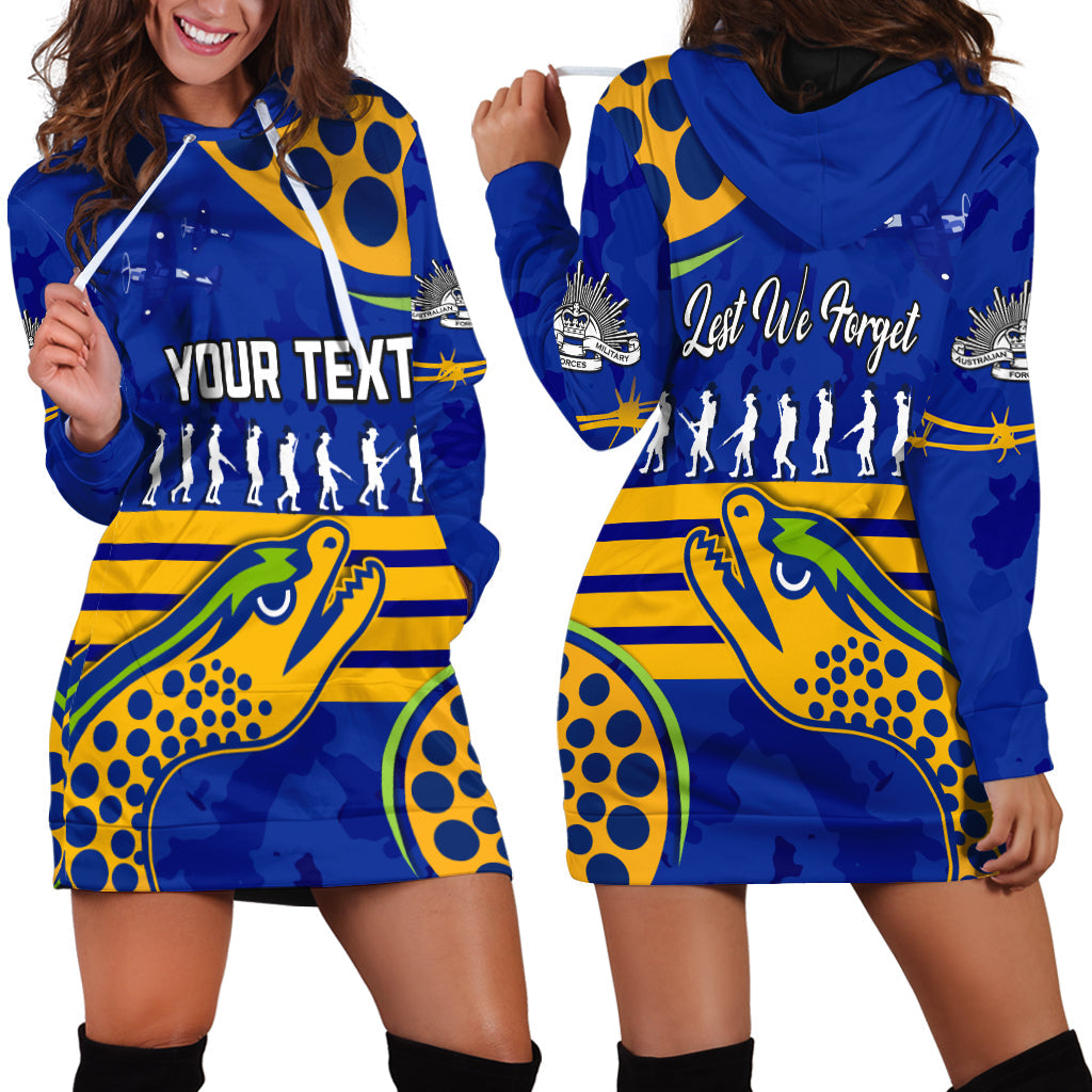 (Custom Personalised) Eels ANZAC 2022 Hoodie Dress Lest We Forget - Vibe Hoodie Shop