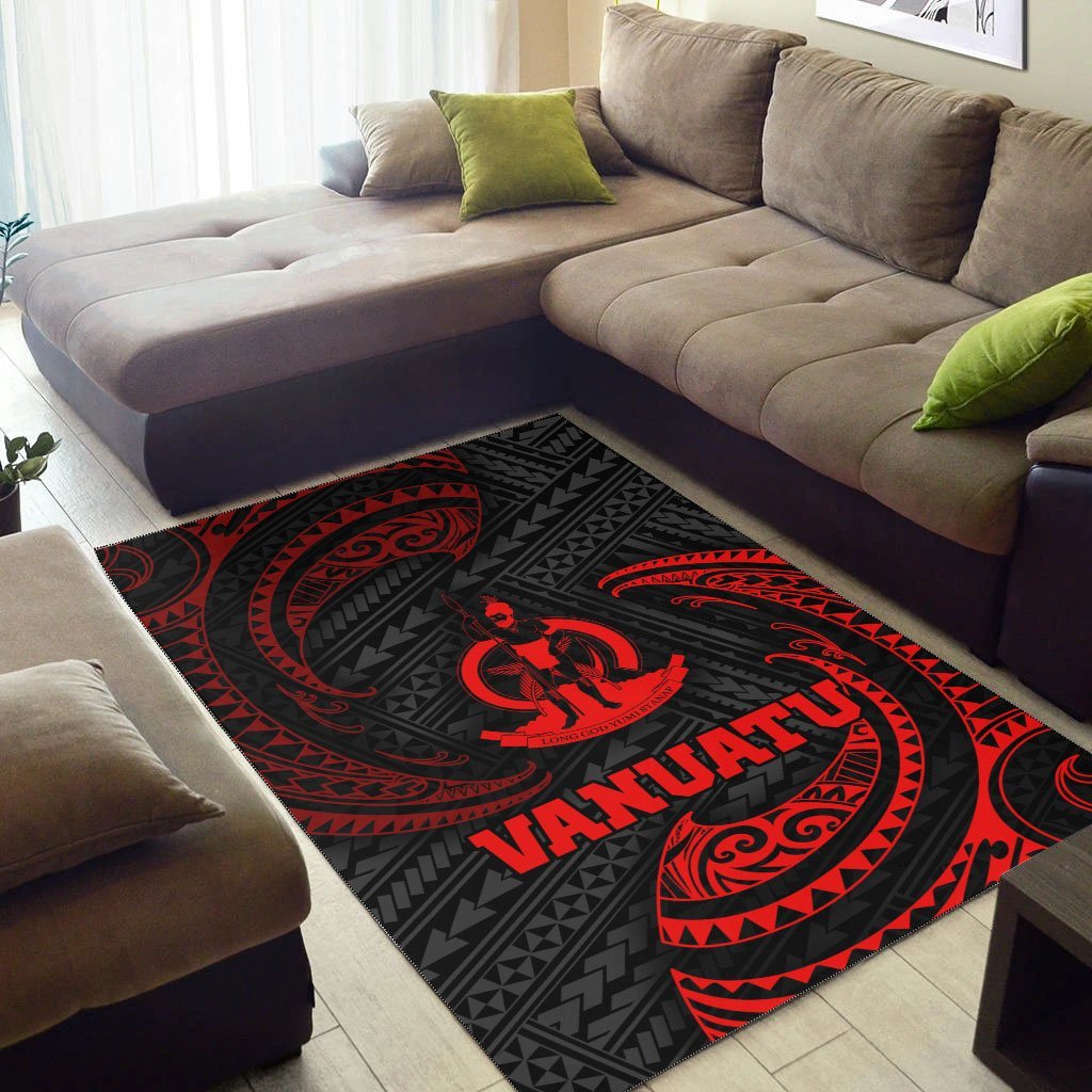 Vanuatu Polynesian Area Rug - Red Tribal Wave - Vibe Hoodie Shop