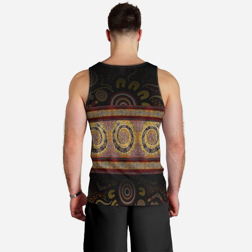 Aboriginal Men Tank - Snake Dot Panting Art - Vibe Hoodie Shop