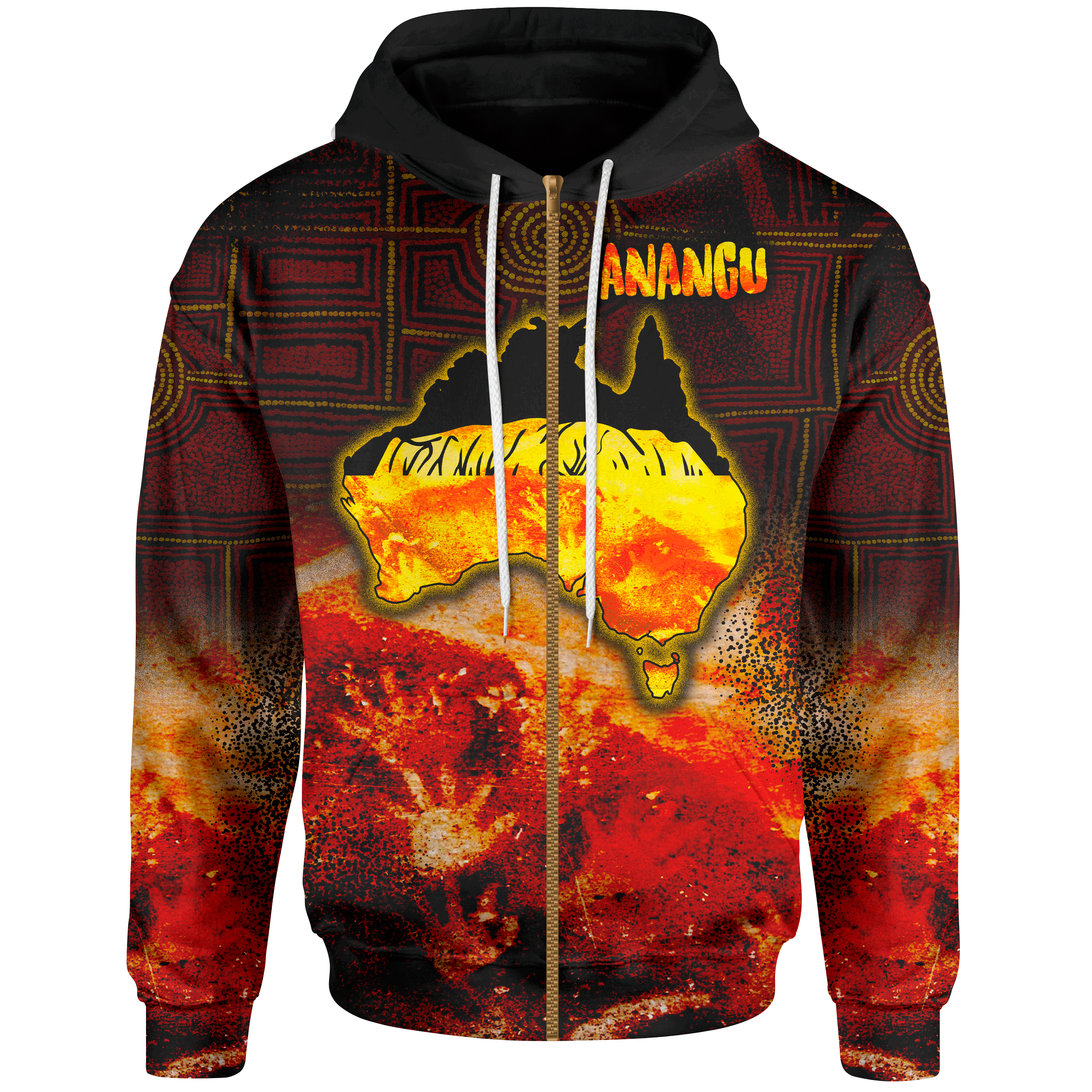 Aboriginal Zip - Up Hoodie - Anangu Custodians - Vibe Hoodie Shop