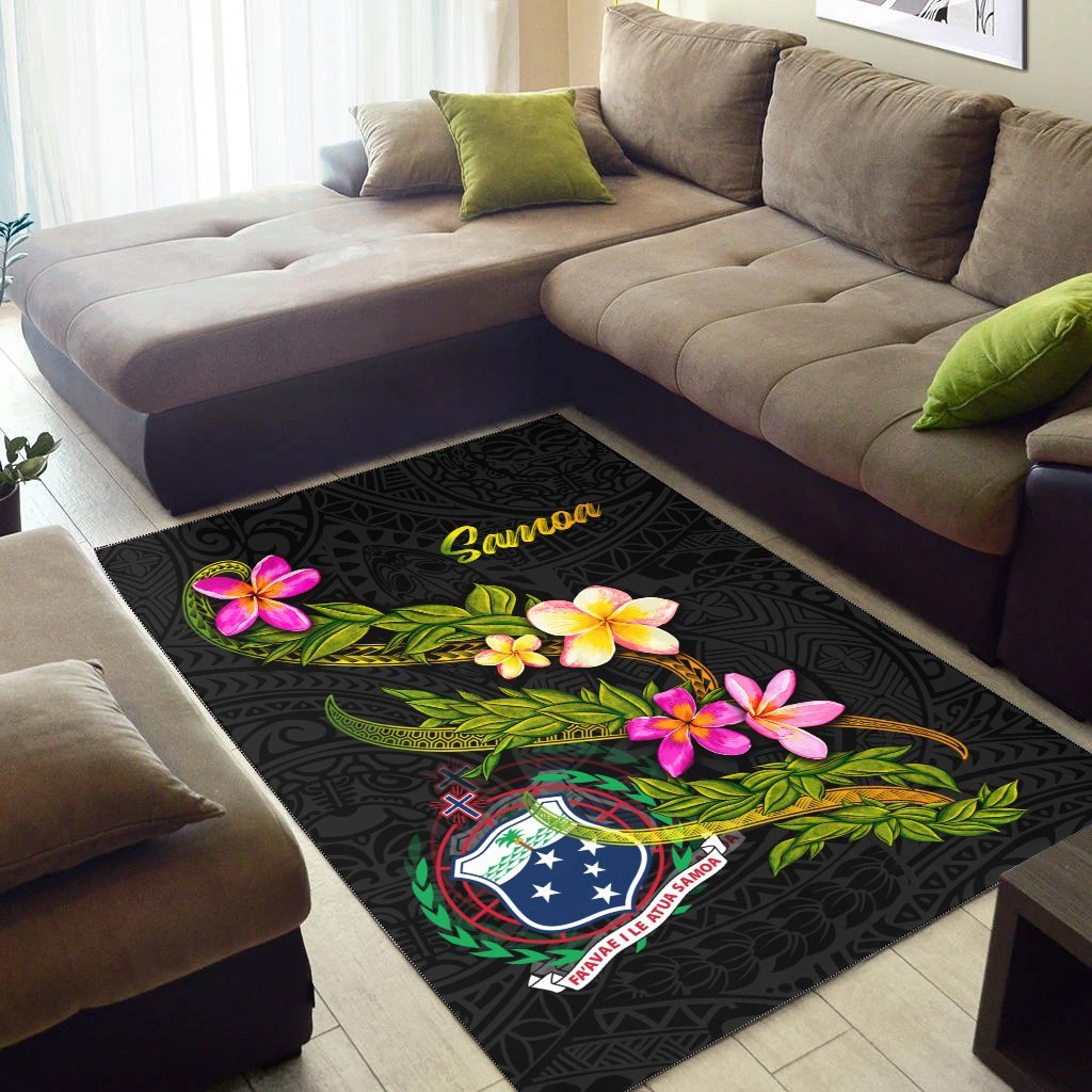 Samoa Polynesian Area Rug - Plumeria Tribal - Vibe Hoodie Shop