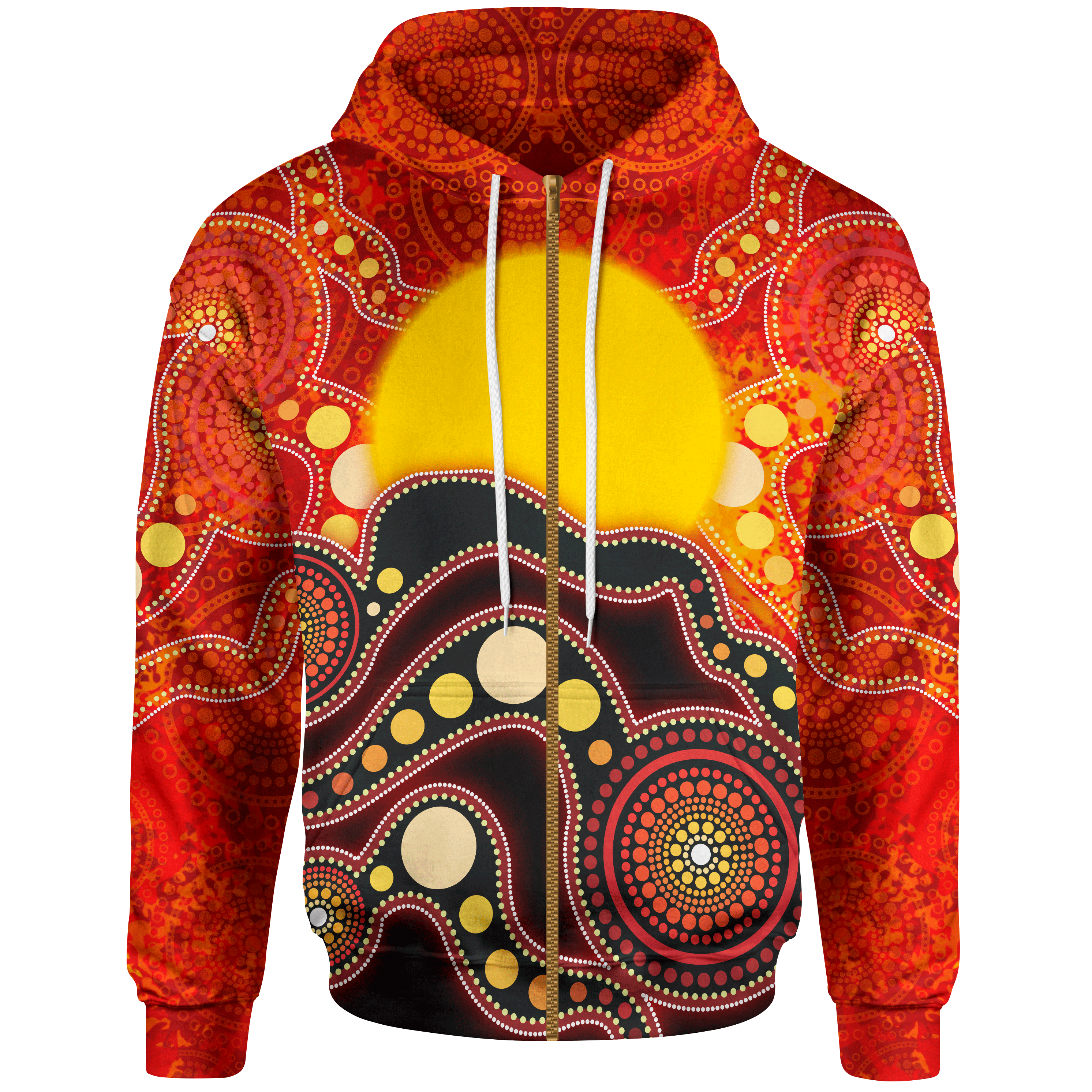 Aboriginal Zip - Up Hoodie - Aboriginal Lives Matter Flag Dot Painting Art - Vibe Hoodie Shop