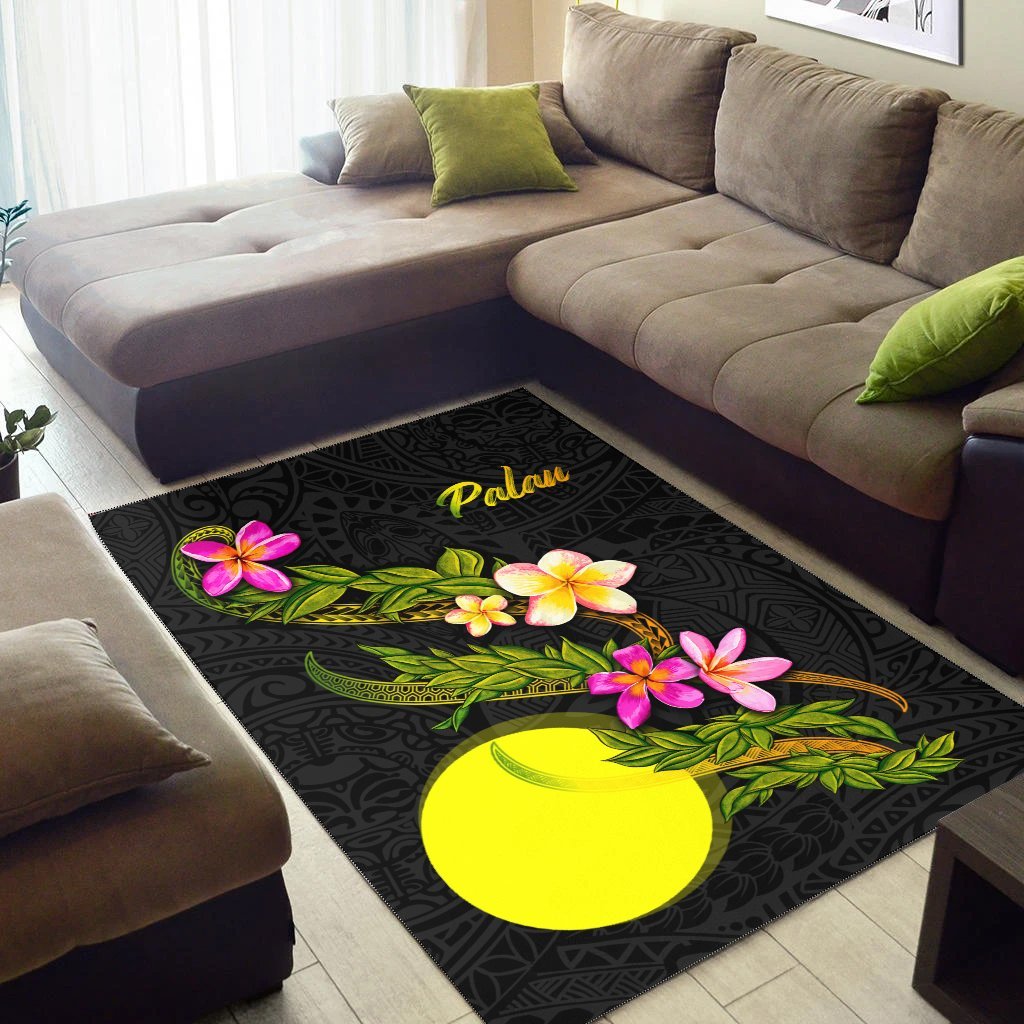 Palau Polynesian Area Rug - Plumeria Tribal - Vibe Hoodie Shop