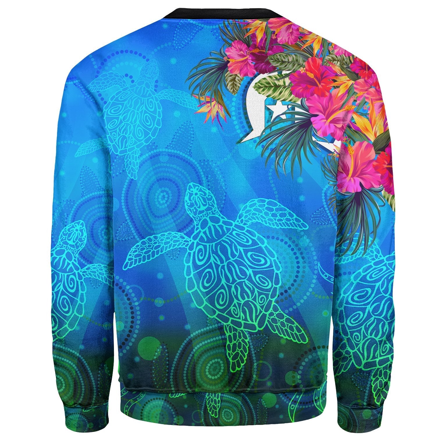 Sweater Shirt - Torres Strait Blue Sea With Hibiscus - Vibe Hoodie Shop