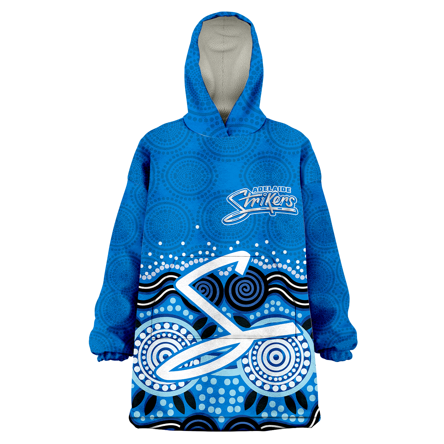 Adelaide Strikers Wearable Blanket Hoodie - Aboriginal Style Of Dot - - Vibe Hoodie Shop