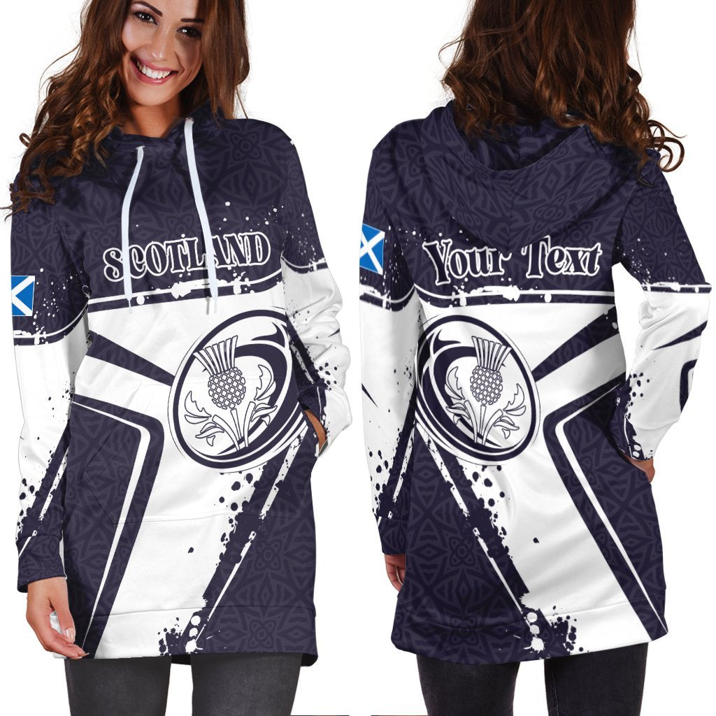 (Custom Text) Scotland Rugby Personalised Hoodie Dress - Scottish Rugby - Vibe Hoodie Shop