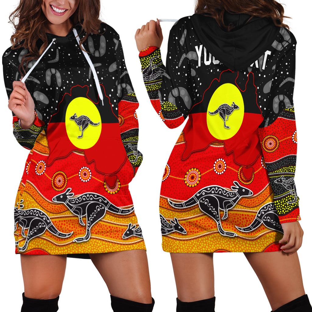 (Custom Personalised) Aboriginal Flag Hoodie Dress Map Aussie - Vibe Hoodie Shop