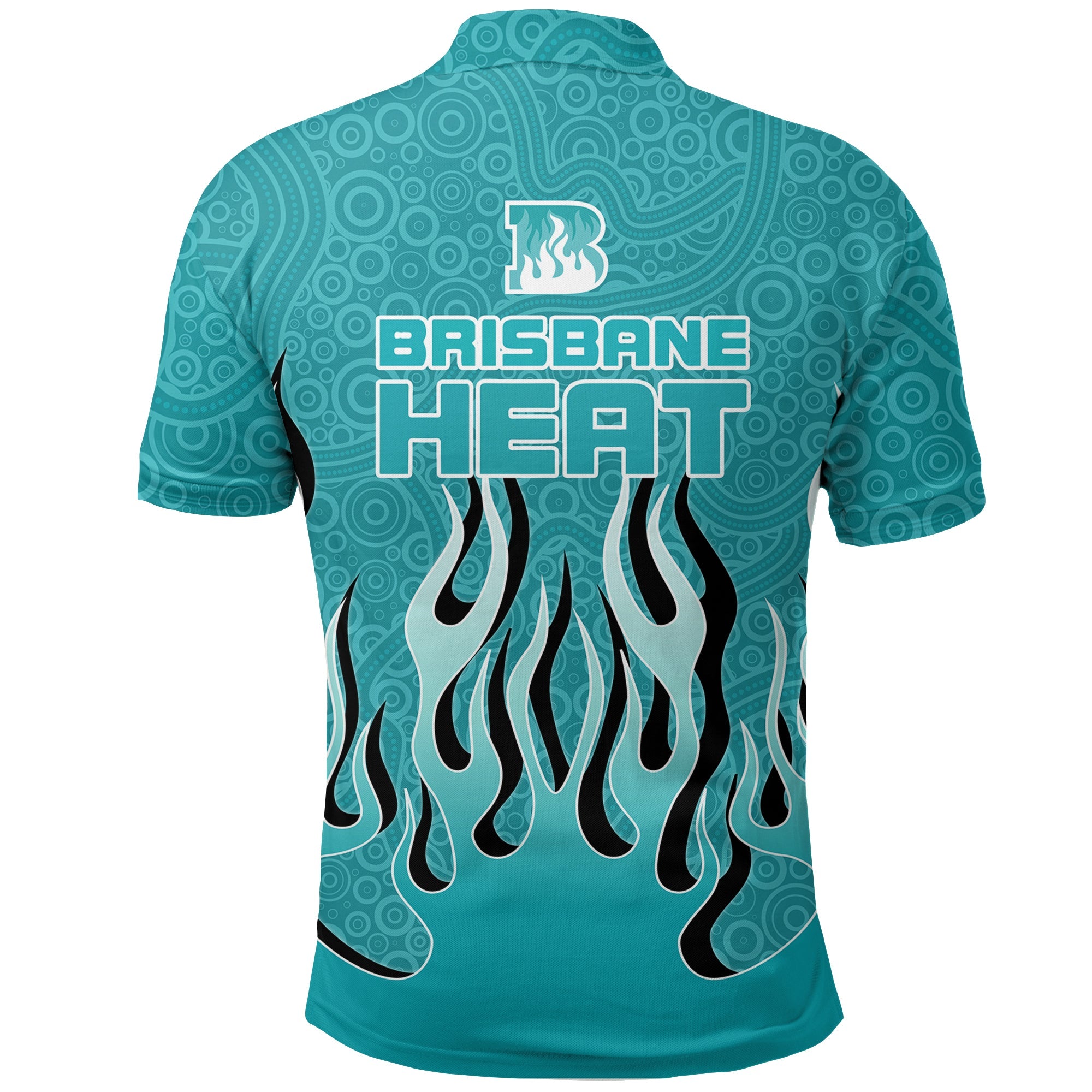 Brisbane Heat Polo Shirt - Aboriginal Style Of Dot Fire - - Vibe Hoodie Shop