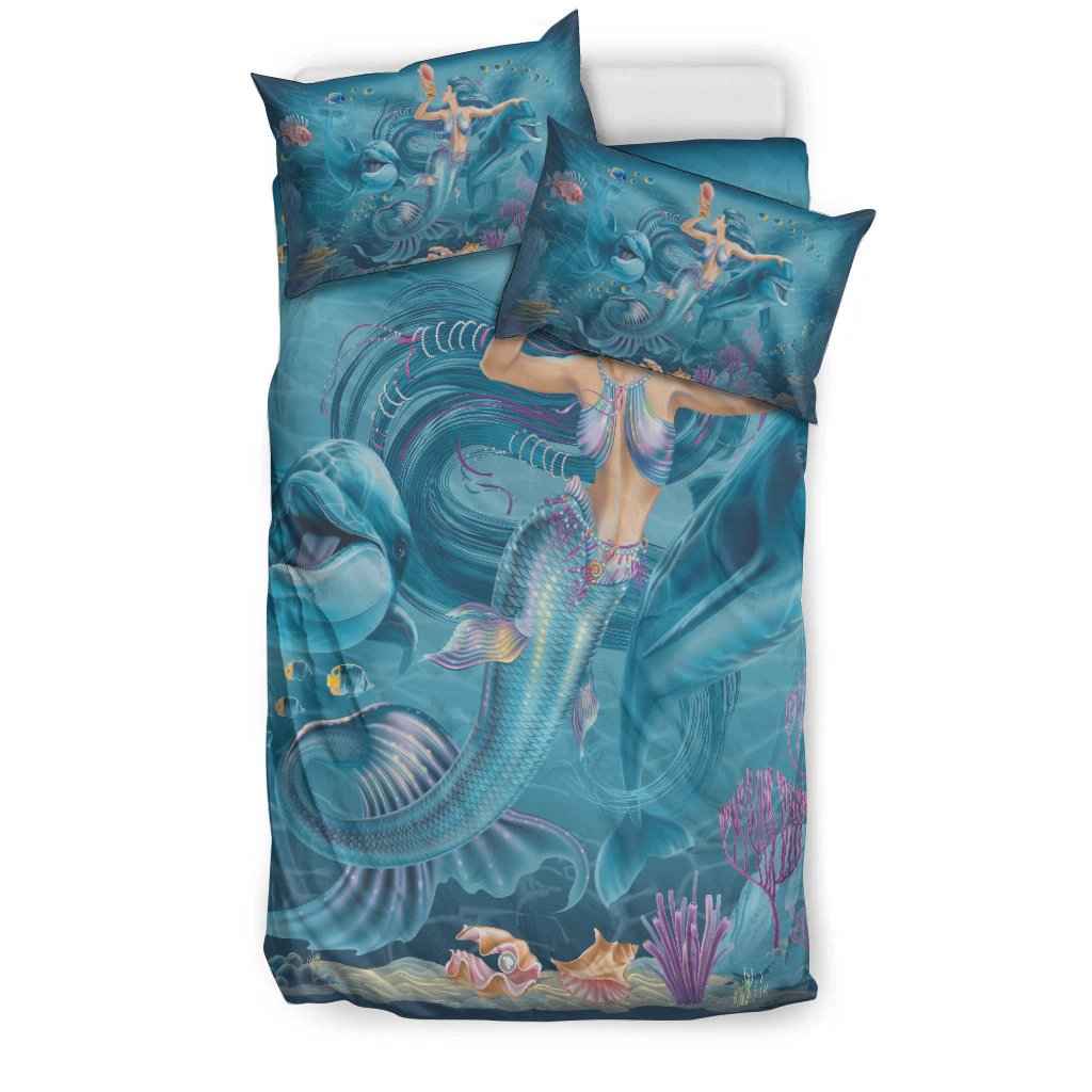 Bedding Set - Australia Beautiful Mermaid With Dolphin - Vibe Hoodie Shop