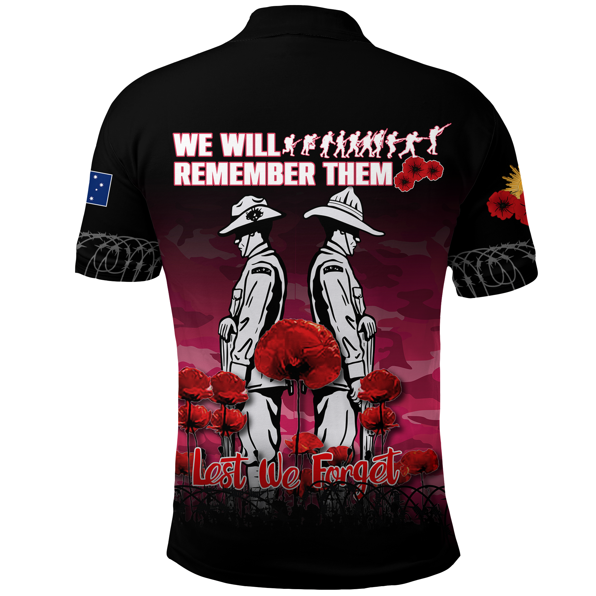 Australia ANZAC 2022 Polo Shirt Camouflage With Poppy Pink - - Vibe Hoodie Shop