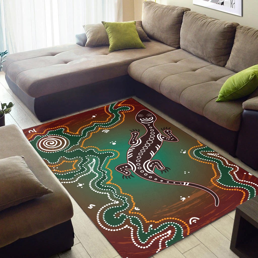 Aboriginal Area Rug - Lizard and Dot Painting - Vibe Hoodie Shop