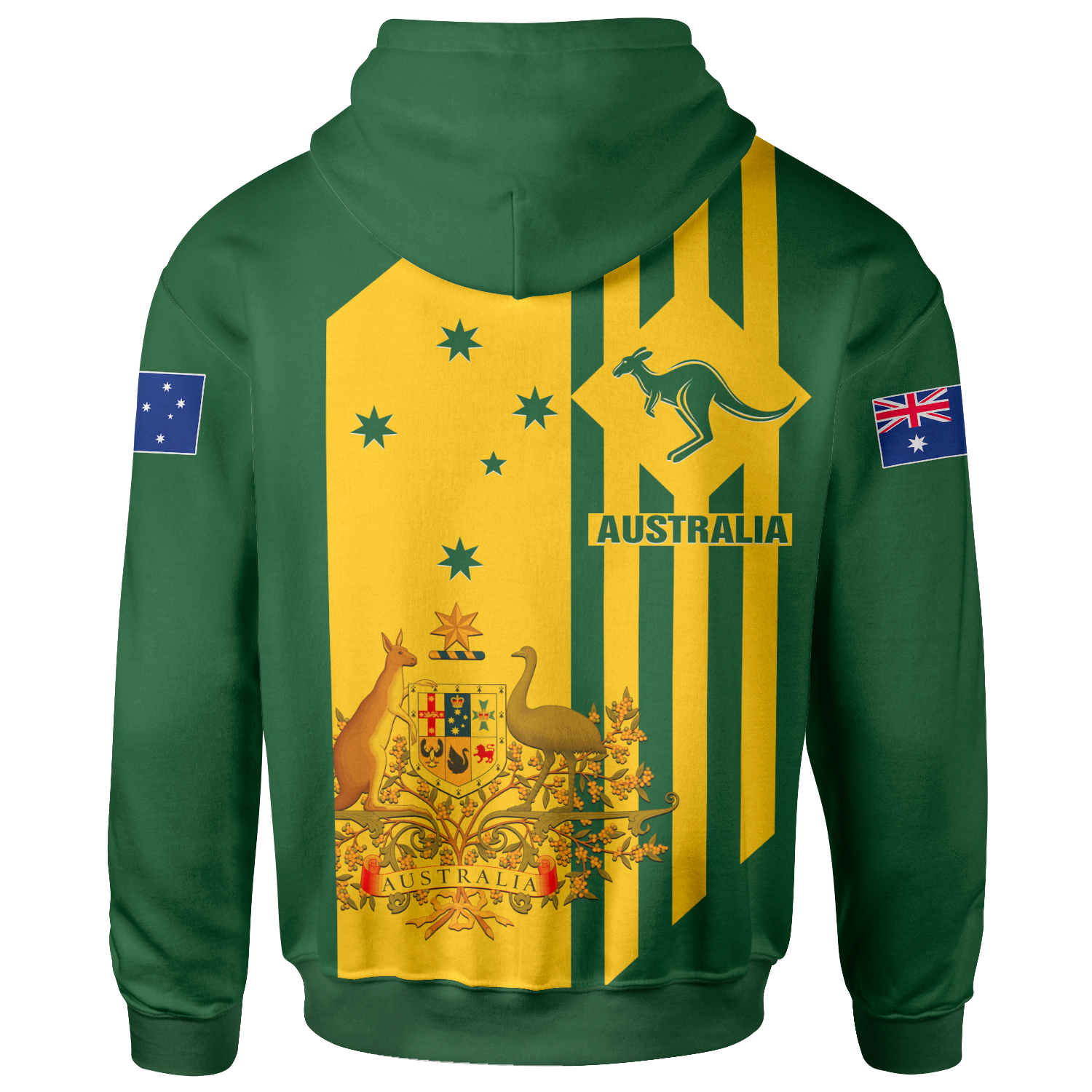 Zip - Up Hoodie - Australia Kangaroo Sign National Color - Vibe Hoodie Shop