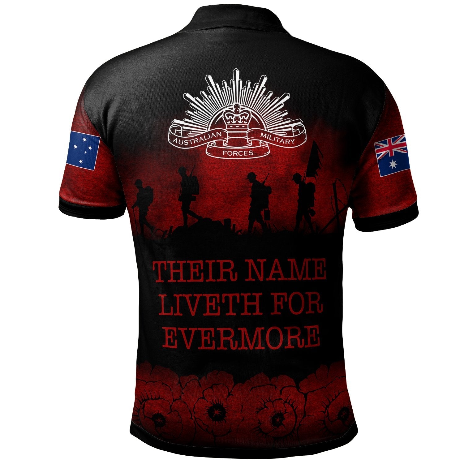 ANZAC Polo Shirt - Their Name Liveth For Evermore - Vibe Hoodie Shop