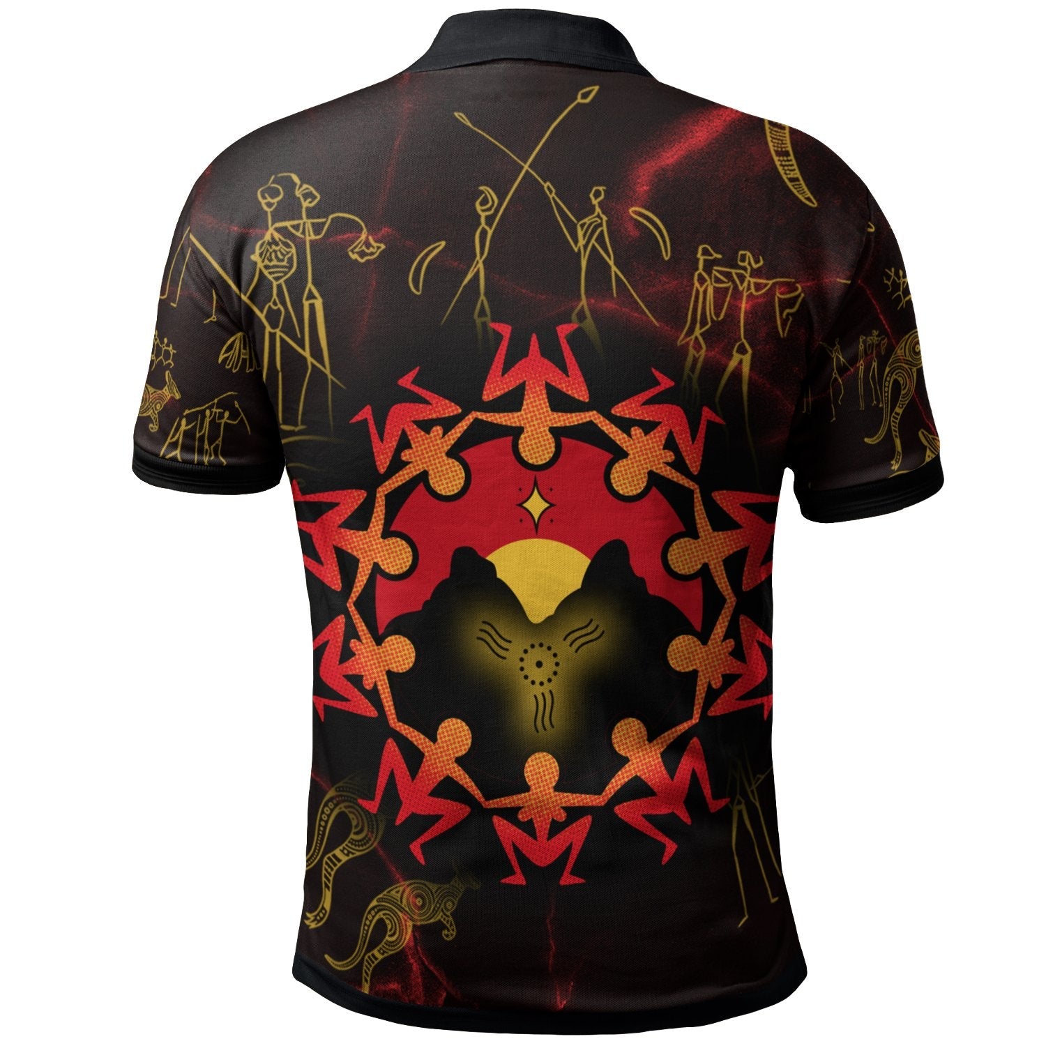 Custom Aboriginal Polo Shirts - Australia Map and Indigenous Flag - Vibe Hoodie Shop