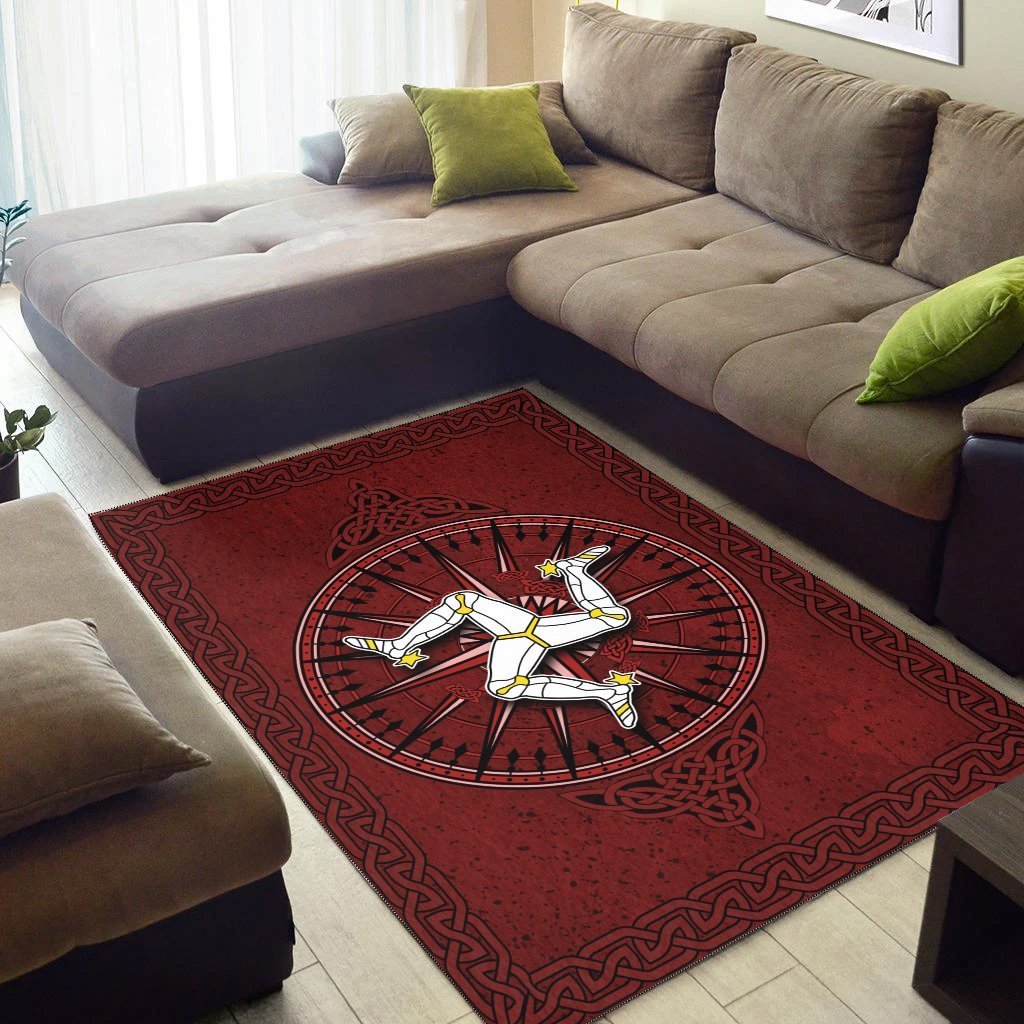 Isle Of Man Celtic Area Rug - Celtic Compass With Manx Triskelion - Vibe Hoodie Shop