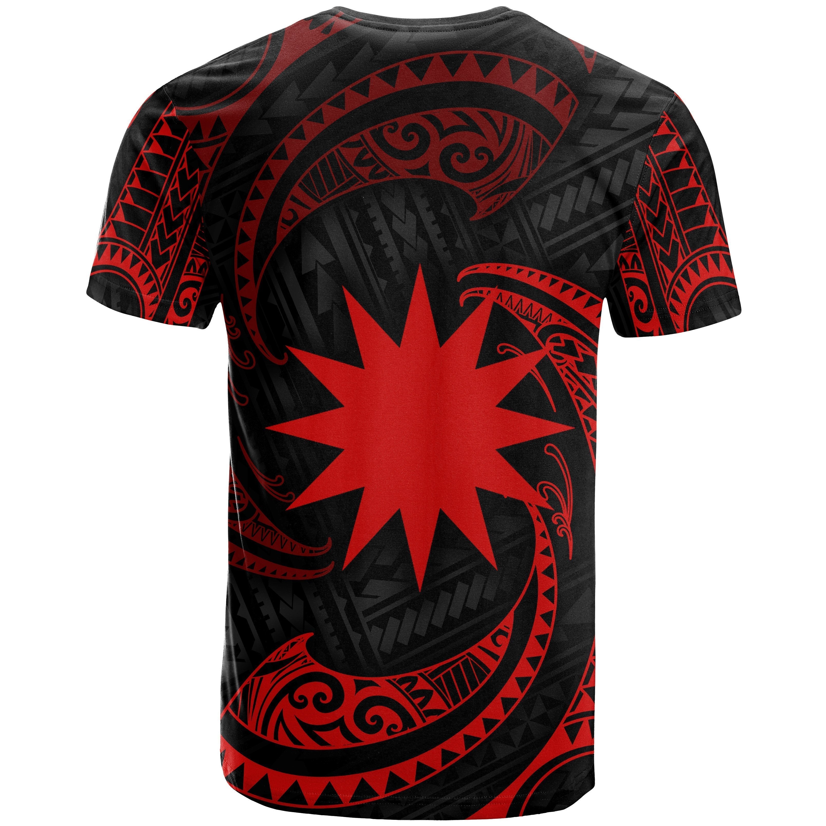 Nauru Polynesian Custom Personalised T shirt - Red Tribal Wave - Vibe Hoodie Shop