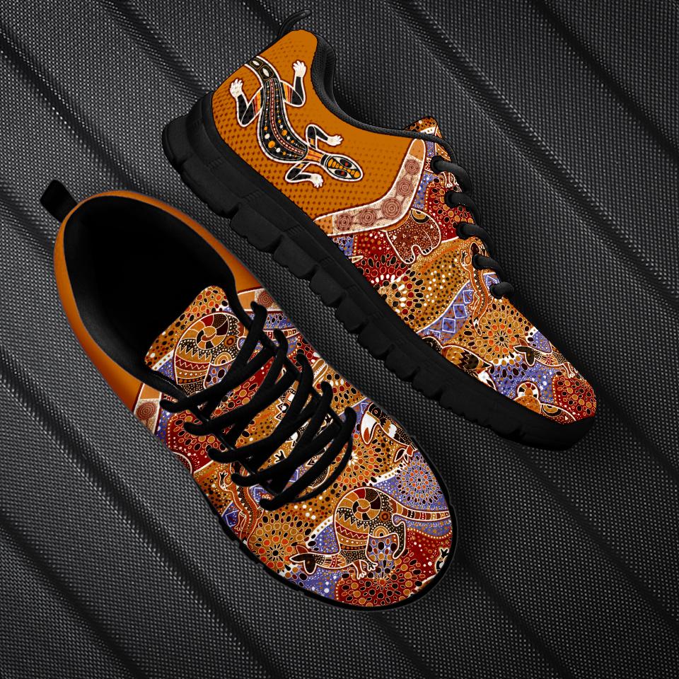 Aboriginal Sneakers, Lizard Shoes Boomerang Patterns Kangaroo Koala - Vibe Hoodie Shop