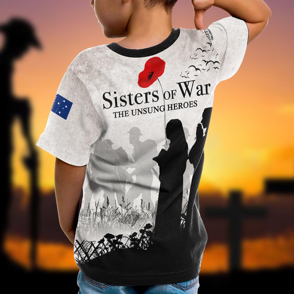 ANZAC Day T shirt Kids - Sisters Of War - Vibe Hoodie Shop