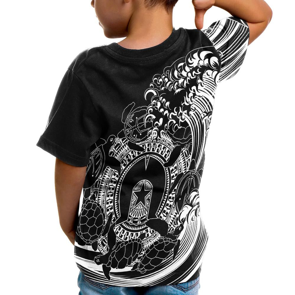 Custom Aboriginal T shirt Kids, Torres Strait Islands in Wave (Black) - Vibe Hoodie Shop