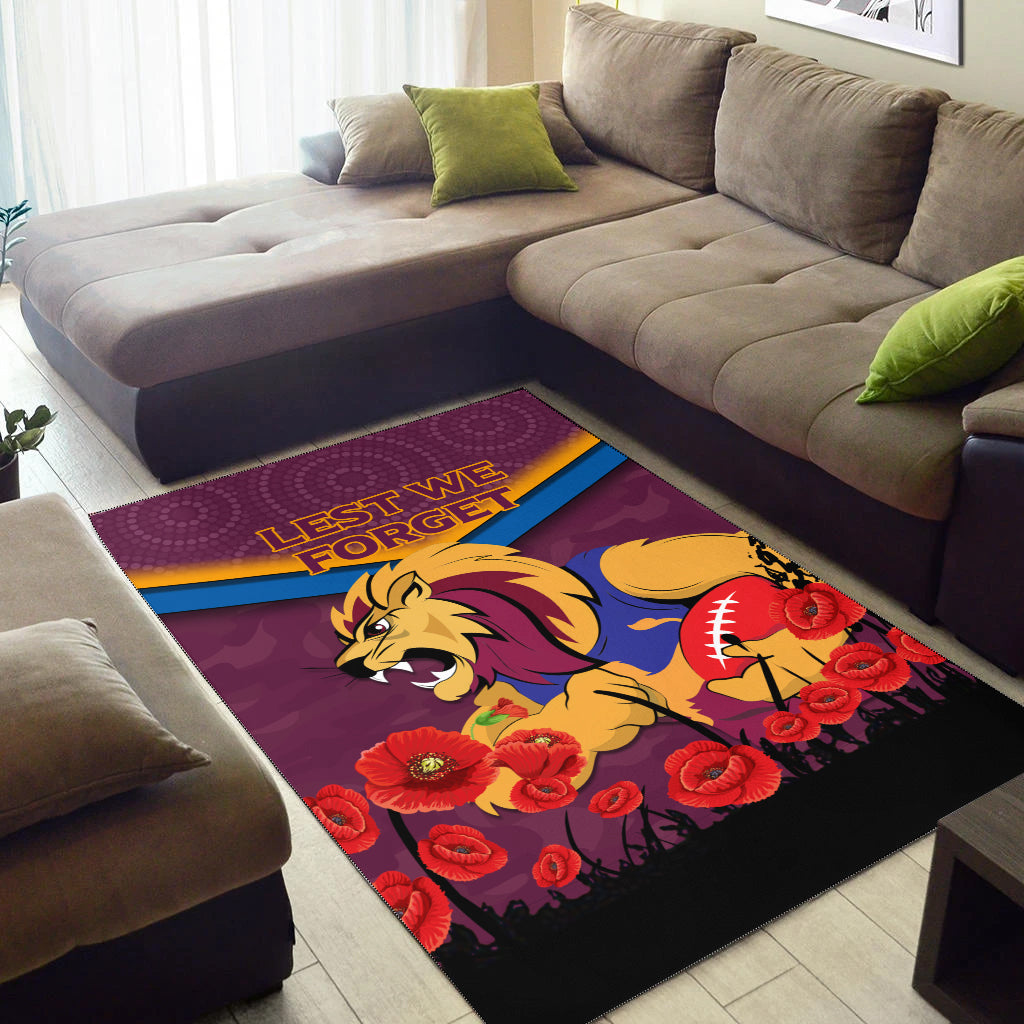 Brisbane Lions ANZAC Day Area Rug - Indigenous Art - - Vibe Hoodie Shop