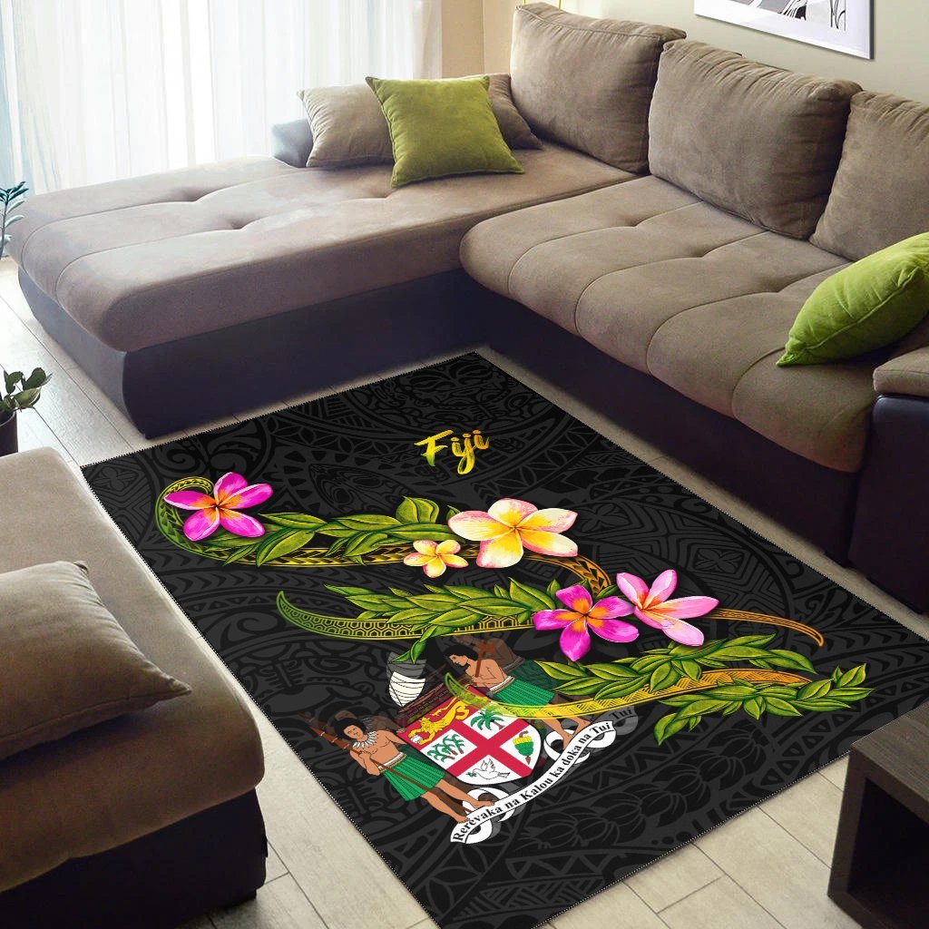 Fiji Polynesian Area Rug - Plumeria Tribal - Vibe Hoodie Shop