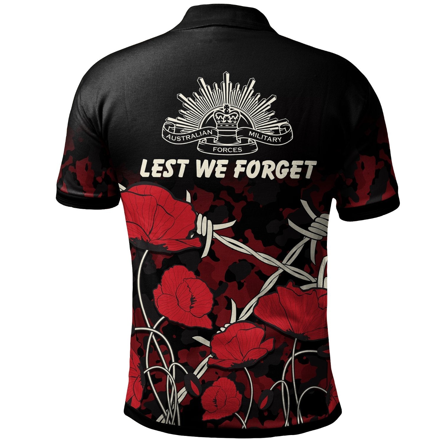 ANZAC Polo Shirt - ANZAC with Remembrance Poppy Flower Ver2 - Vibe Hoodie Shop