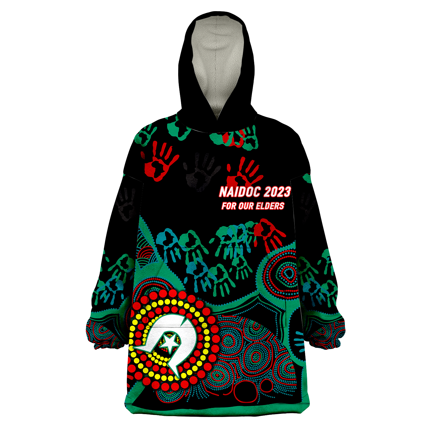 (Custom Personalised) NAIDOC Week 2023 Aboriginal Art For Our Elders Wearable Blanket Hoodie - - Vibe Hoodie Shop