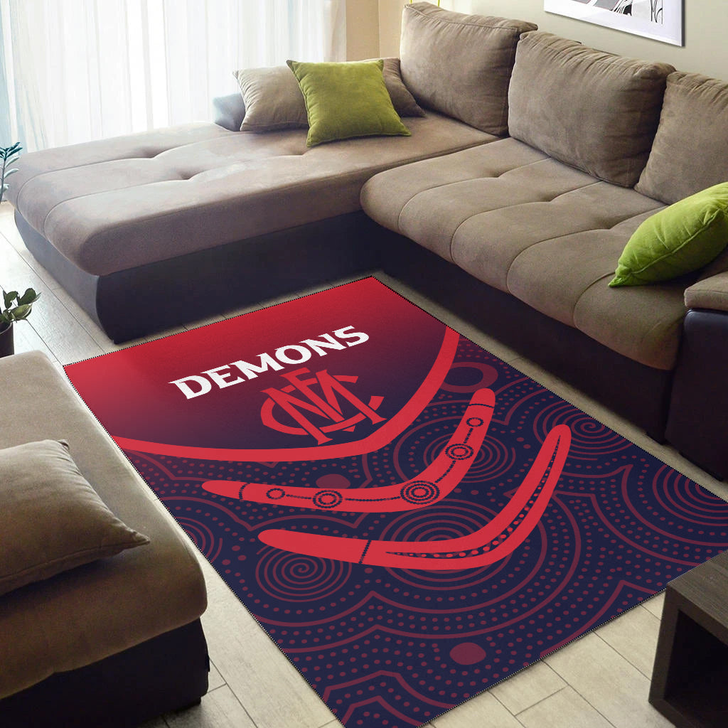 Melbourne Demons Area Rug - Aboriginal Dot Painting - - Vibe Hoodie Shop