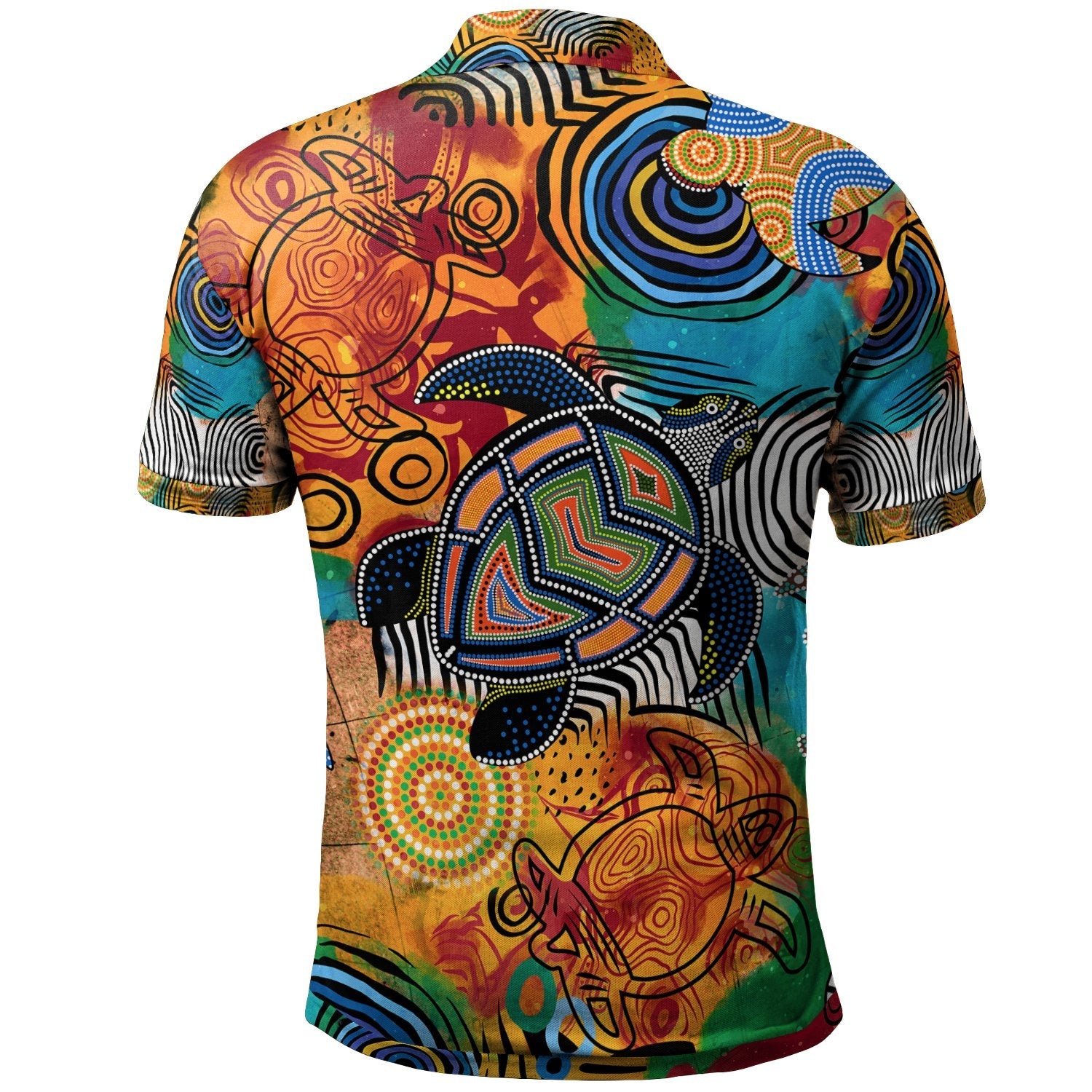 Aboriginal Polo Shirt - Turtle Indigenous Art - Vibe Hoodie Shop