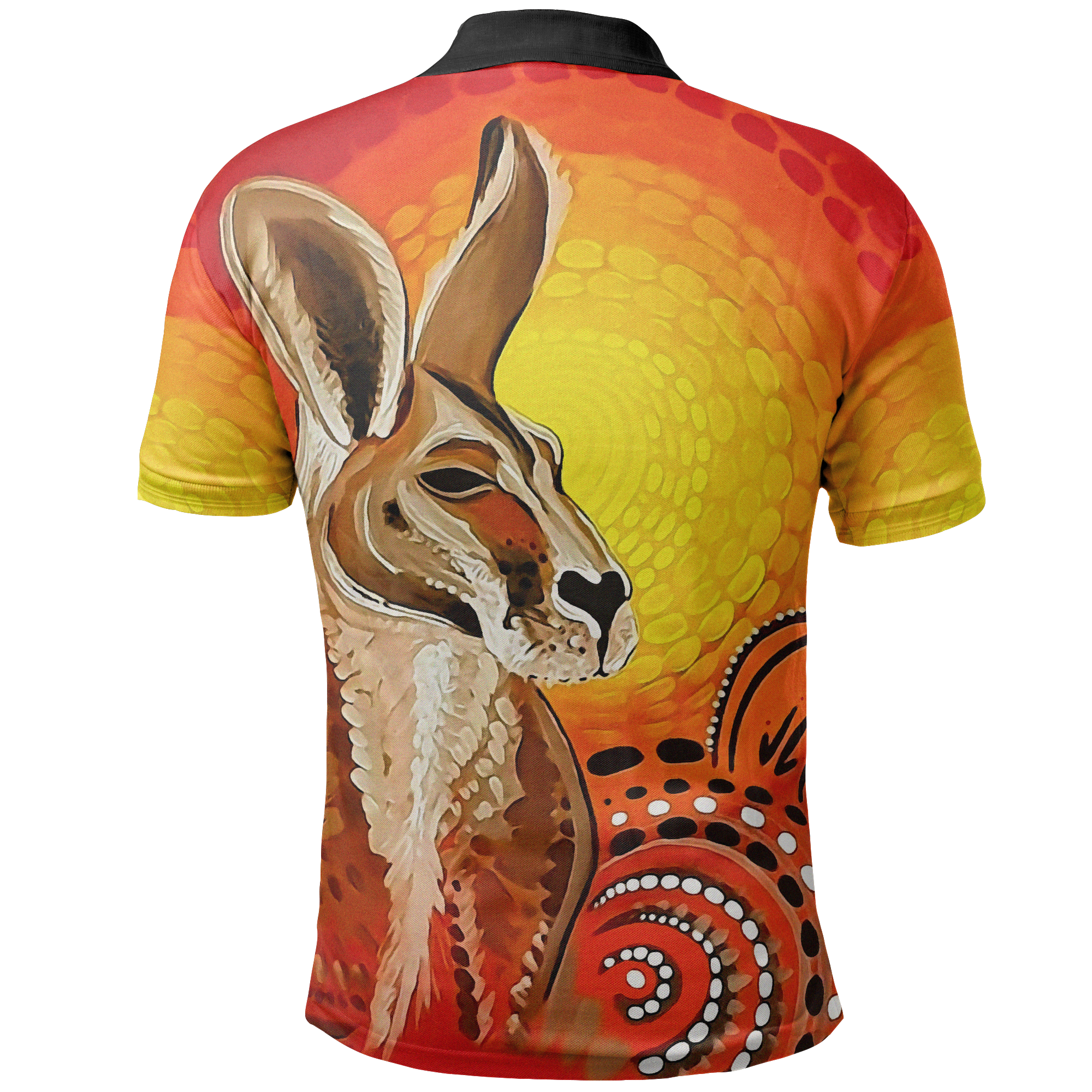 Vibe Hoodie Polo Shirt - Kangaroo Symbol Shirt Aboriginal Patterns - Unisex - Vibe Hoodie Shop