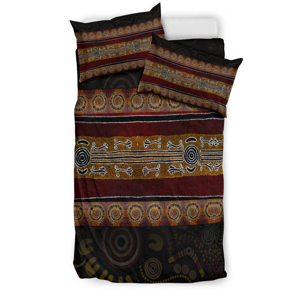 Bedding Set - Aboriginal Dot Panting Art Horizontal Lines - Vibe Hoodie Shop