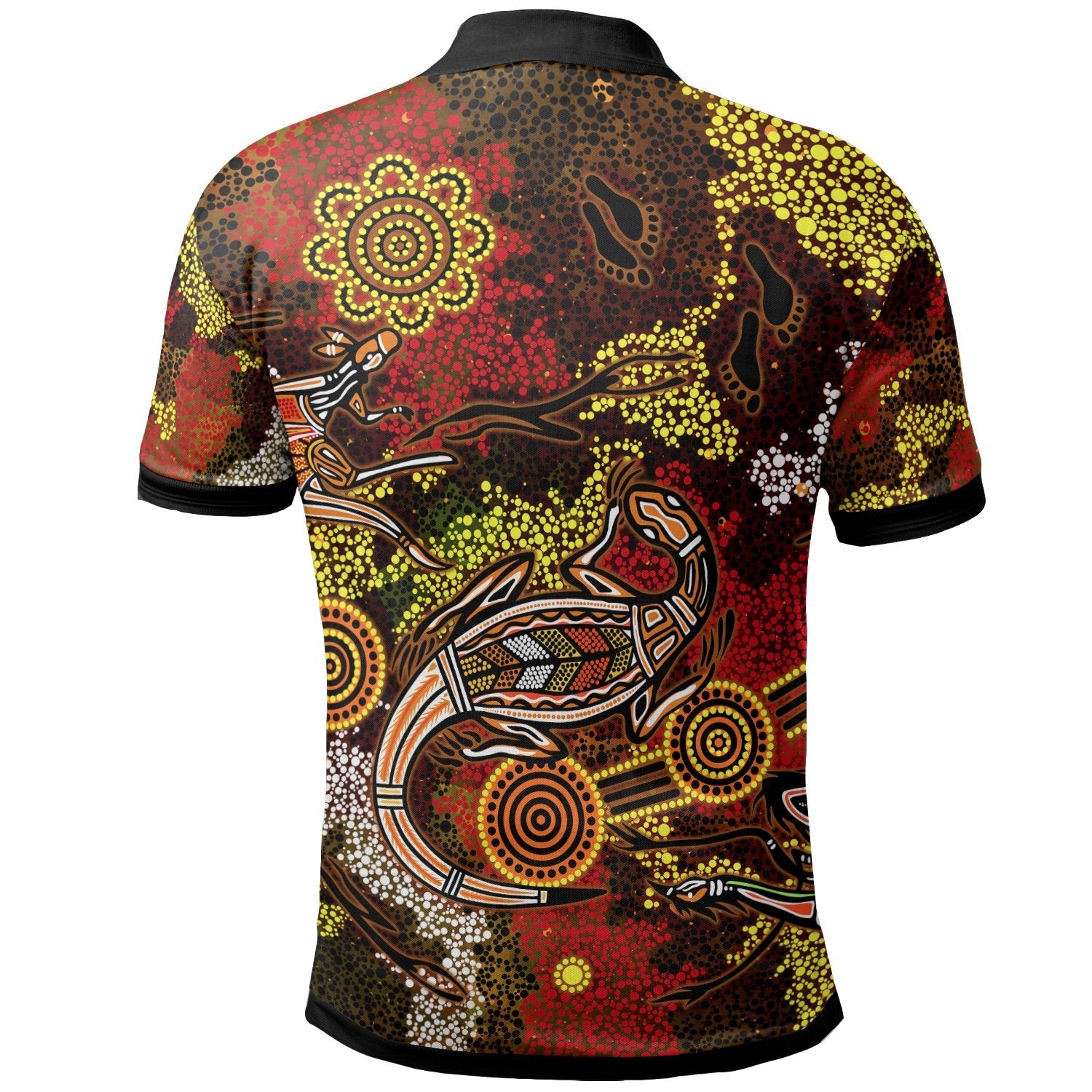 Custom Aboriginal Polo Shirts, Kangaroo and Lizard Dot Painting Art - Vibe Hoodie Shop