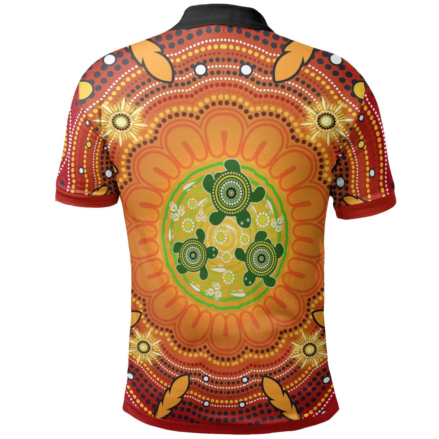 Custom Text Aboriginal Polo Shirts - Turtle Circle Dot Painting Art - Vibe Hoodie Shop