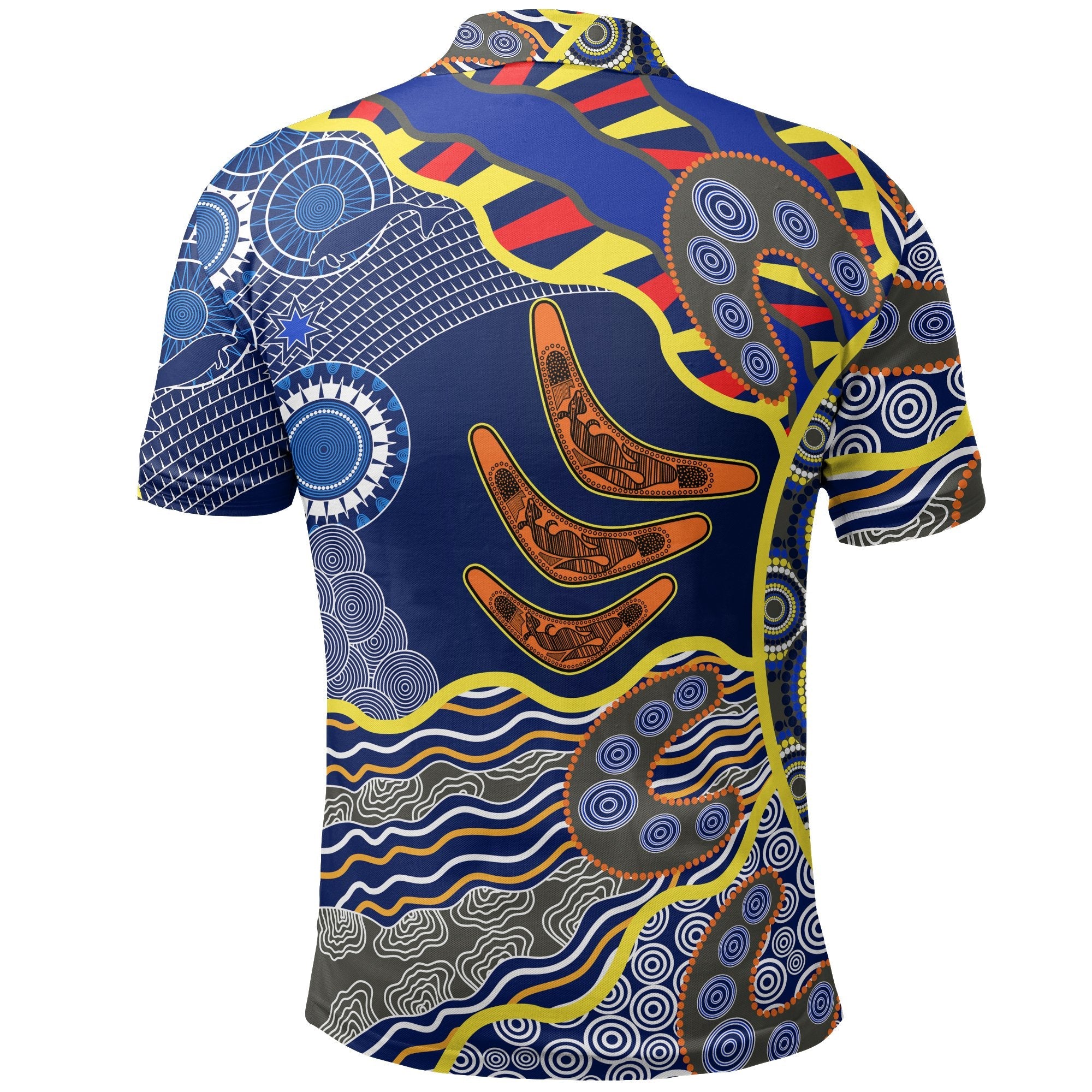 Aboriginal Polo Shirt, Australian Boomerang Dot Painting Art - Vibe Hoodie Shop