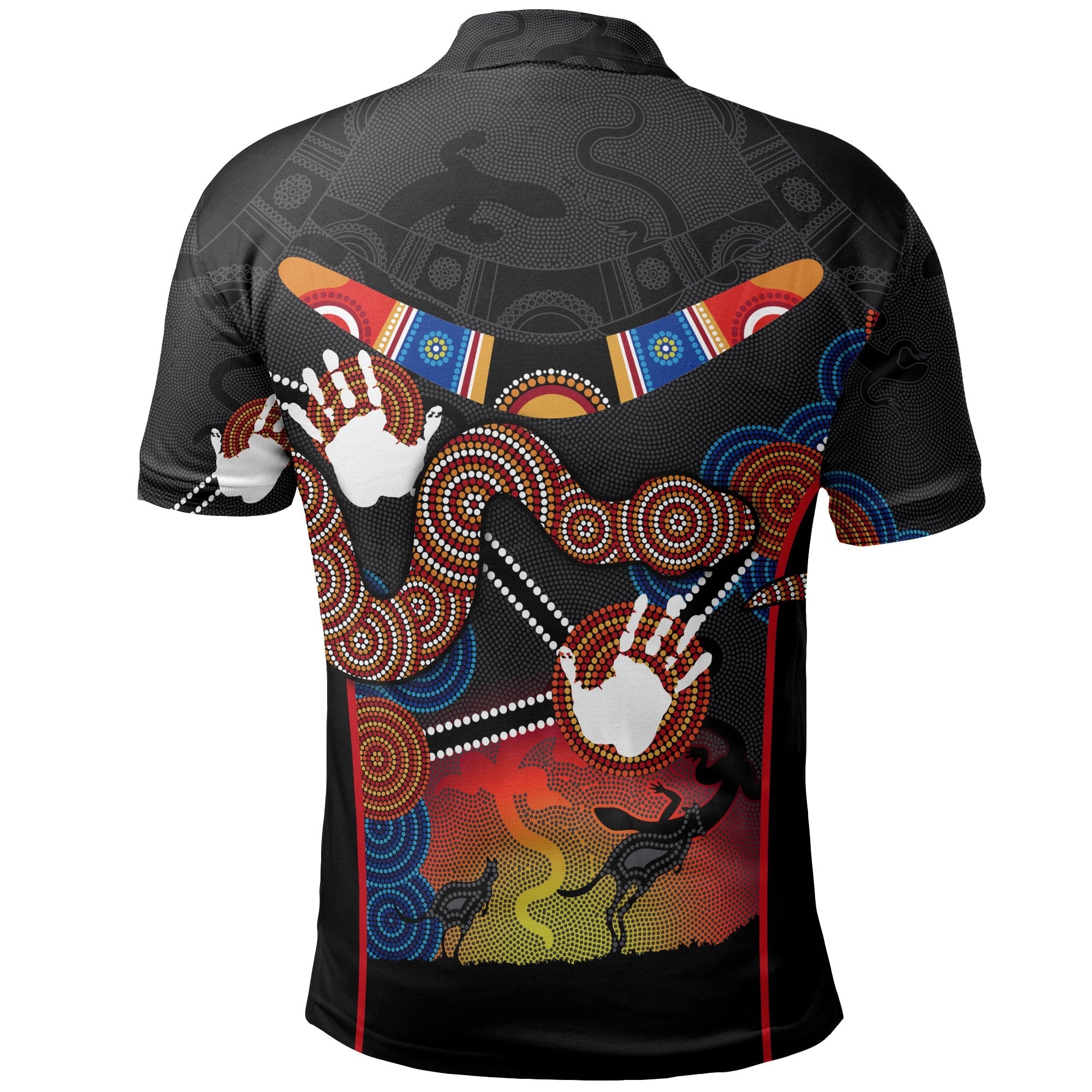 Aboriginal Polo Shirt, Australian Boomerang and Snake Indigenous Art - Vibe Hoodie Shop