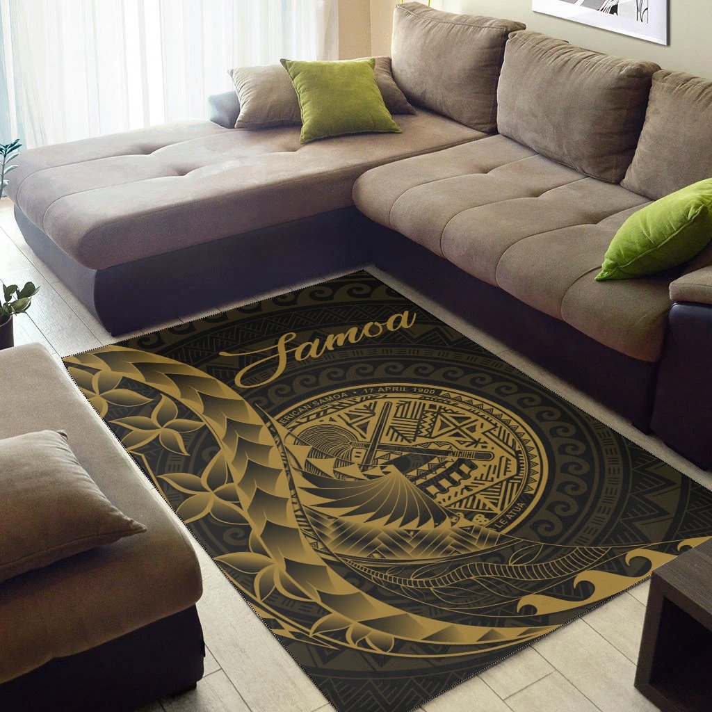 American Samoa Area Rug - Polynesian Pattern Style Gold Color - Vibe Hoodie Shop