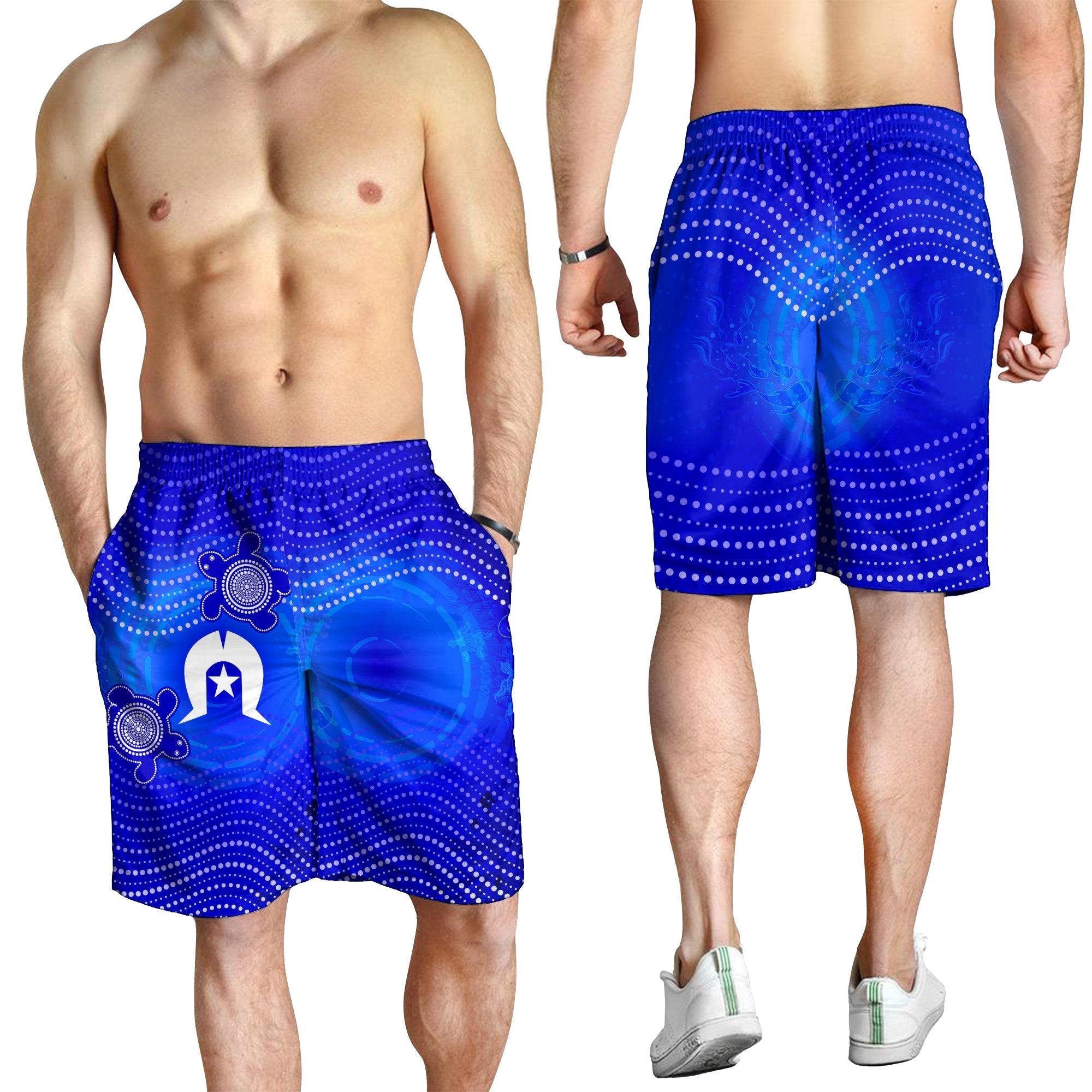 Torres Strait Islanders Men's Shorts - Torres Symbol With Indigenous Turtle - Vibe Hoodie Shop