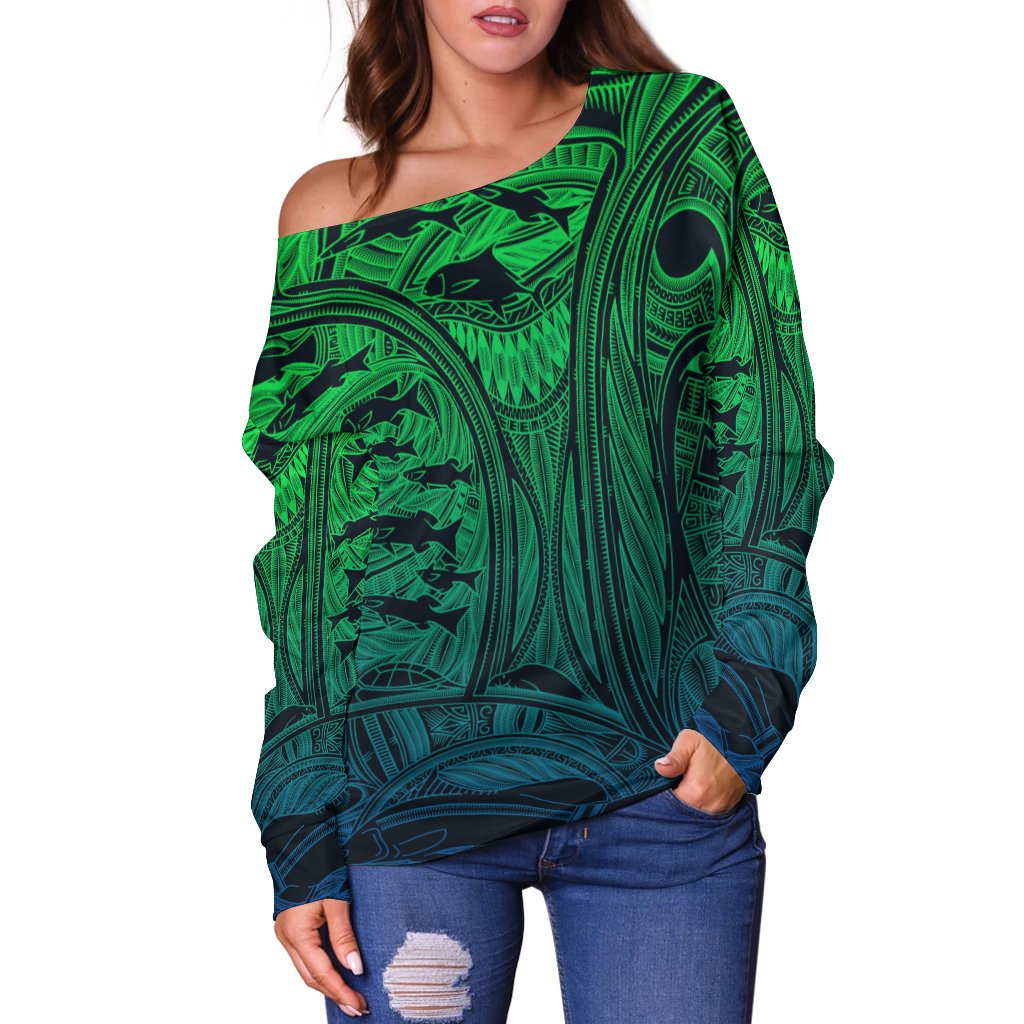 Torres Strait Islanders Off Shoulder Sweater - Ocean Art - Vibe Hoodie Shop