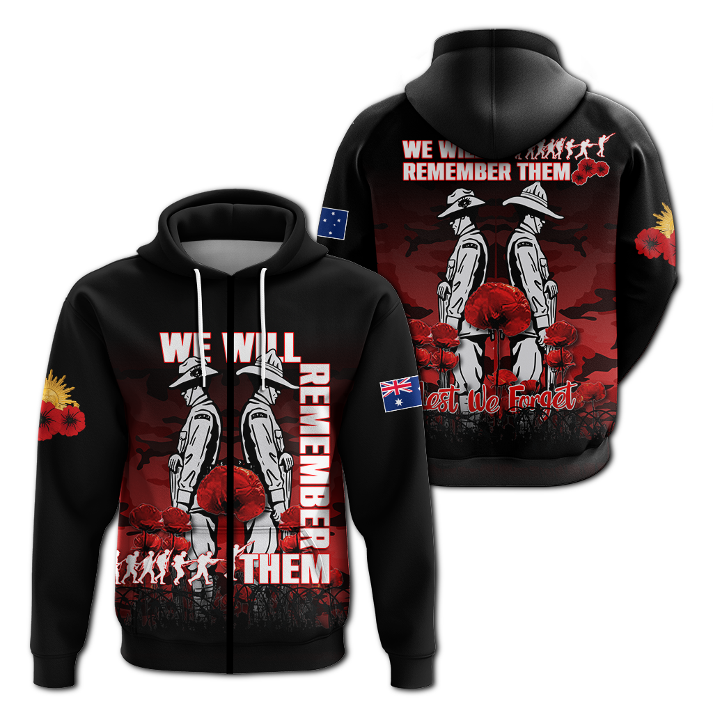 Australia ANZAC 2022 Hoodie Camouflage With Poppy Red - LT12 - Vibe Hoodie Shop