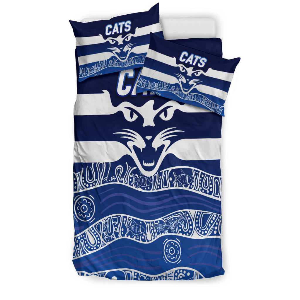 Cats Aboriginal Art Football Geelong Bedding Set - - Vibe Hoodie Shop